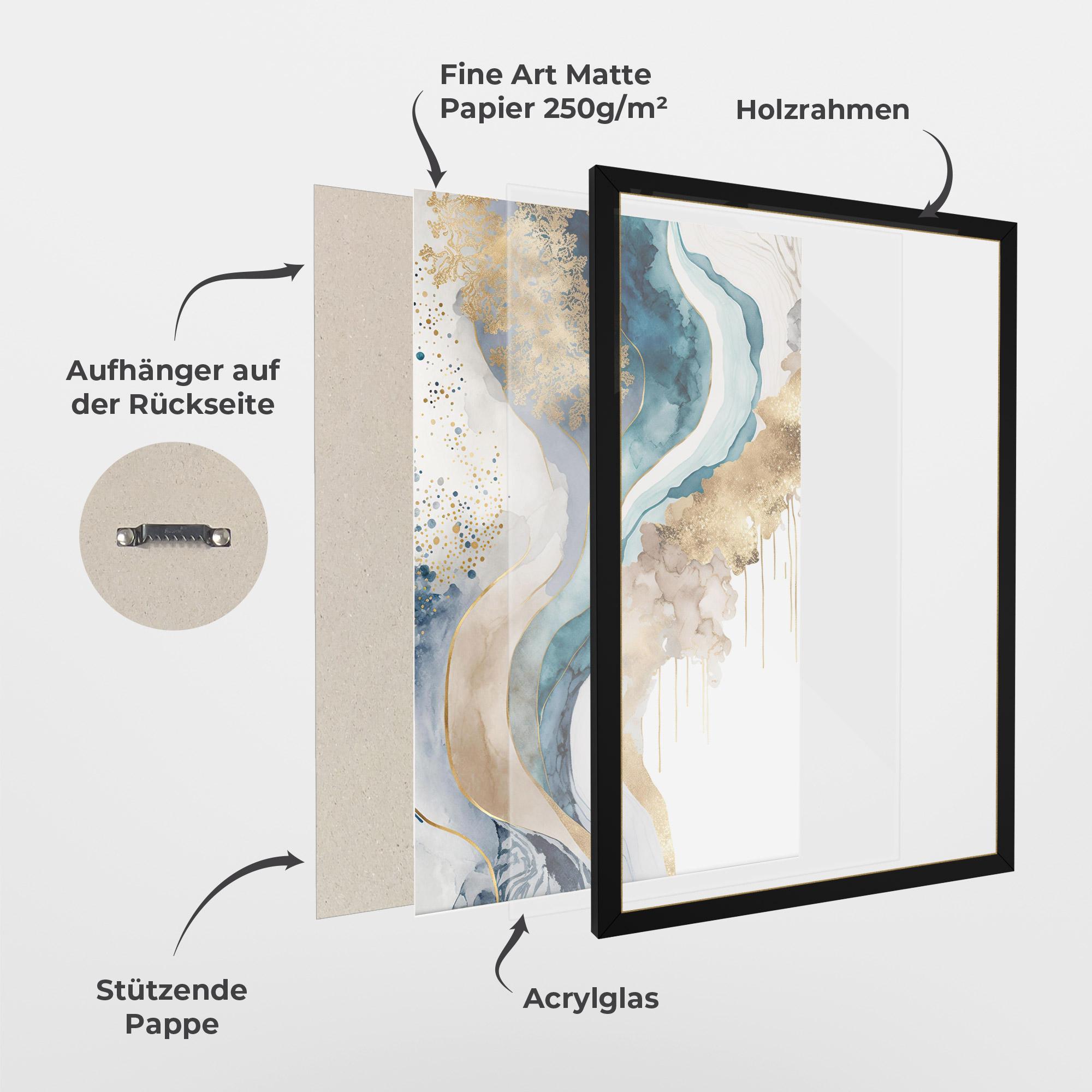 Gerahmte Poster Light Blue Waves mockup 1