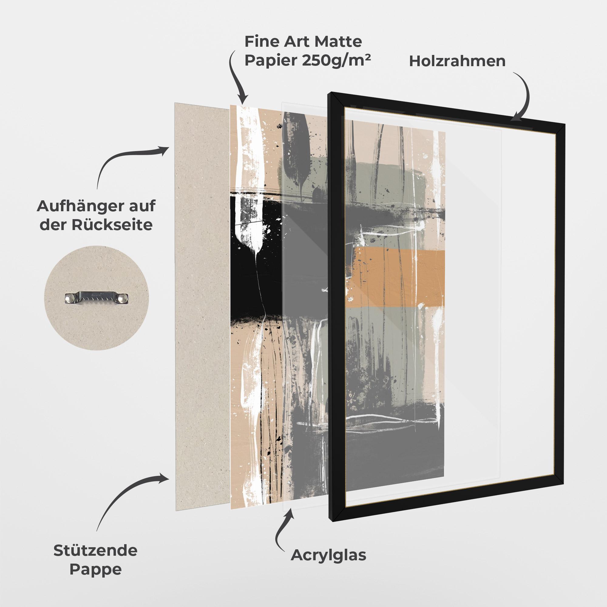 Gerahmte Poster Modern Oil Painting With White mockup 1