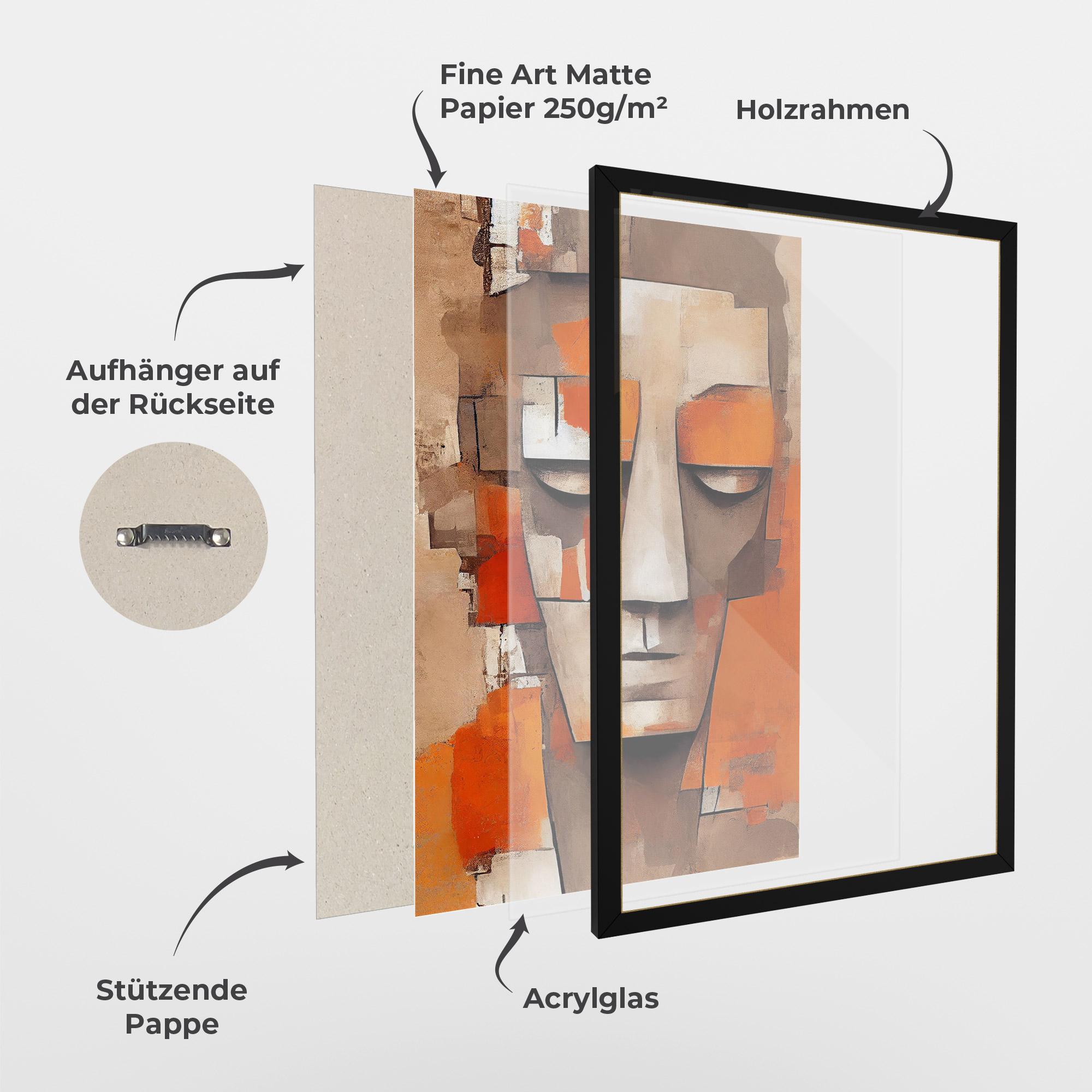 Gerahmte Poster Orange Male Face mockup 1