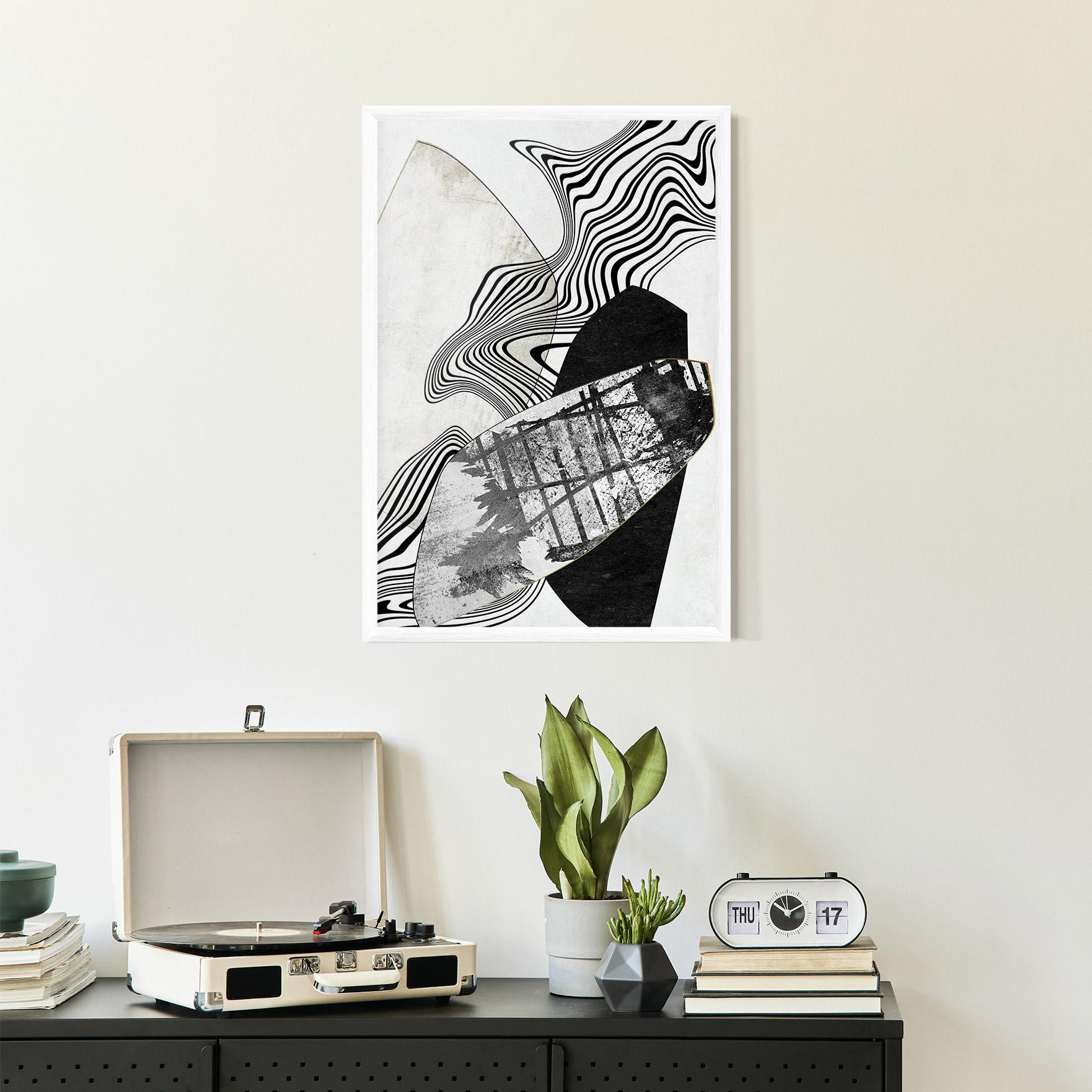 Gerahmte Poster Abstract Black Lines mockup 2