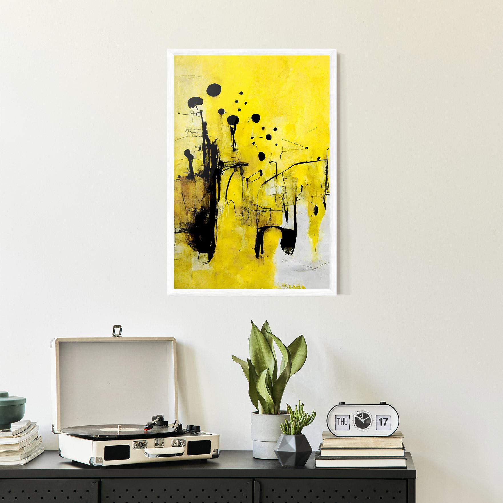 Gerahmte Poster Abstract Black Yellow mockup 2