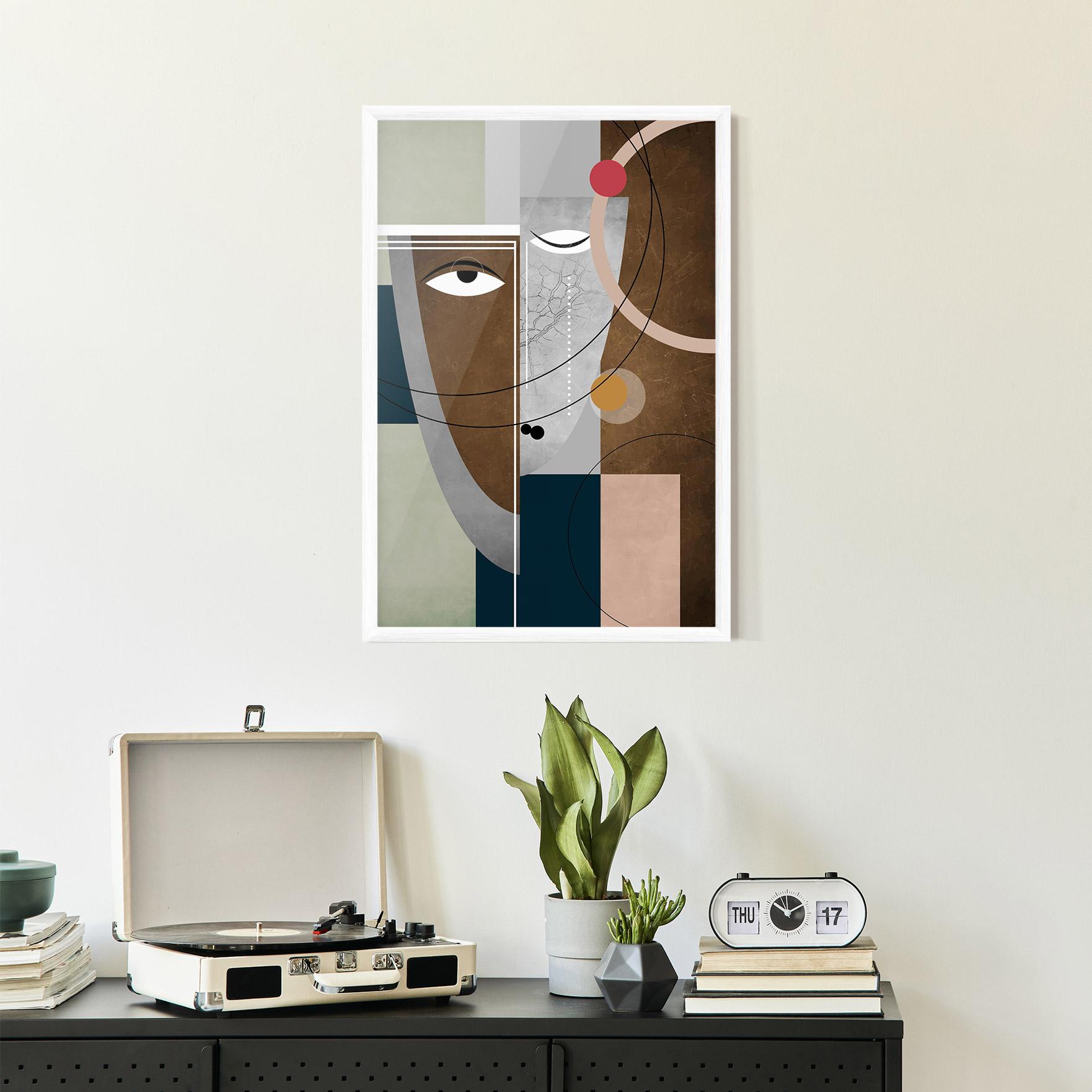 Gerahmte Poster Abstract Brown Face mockup 2