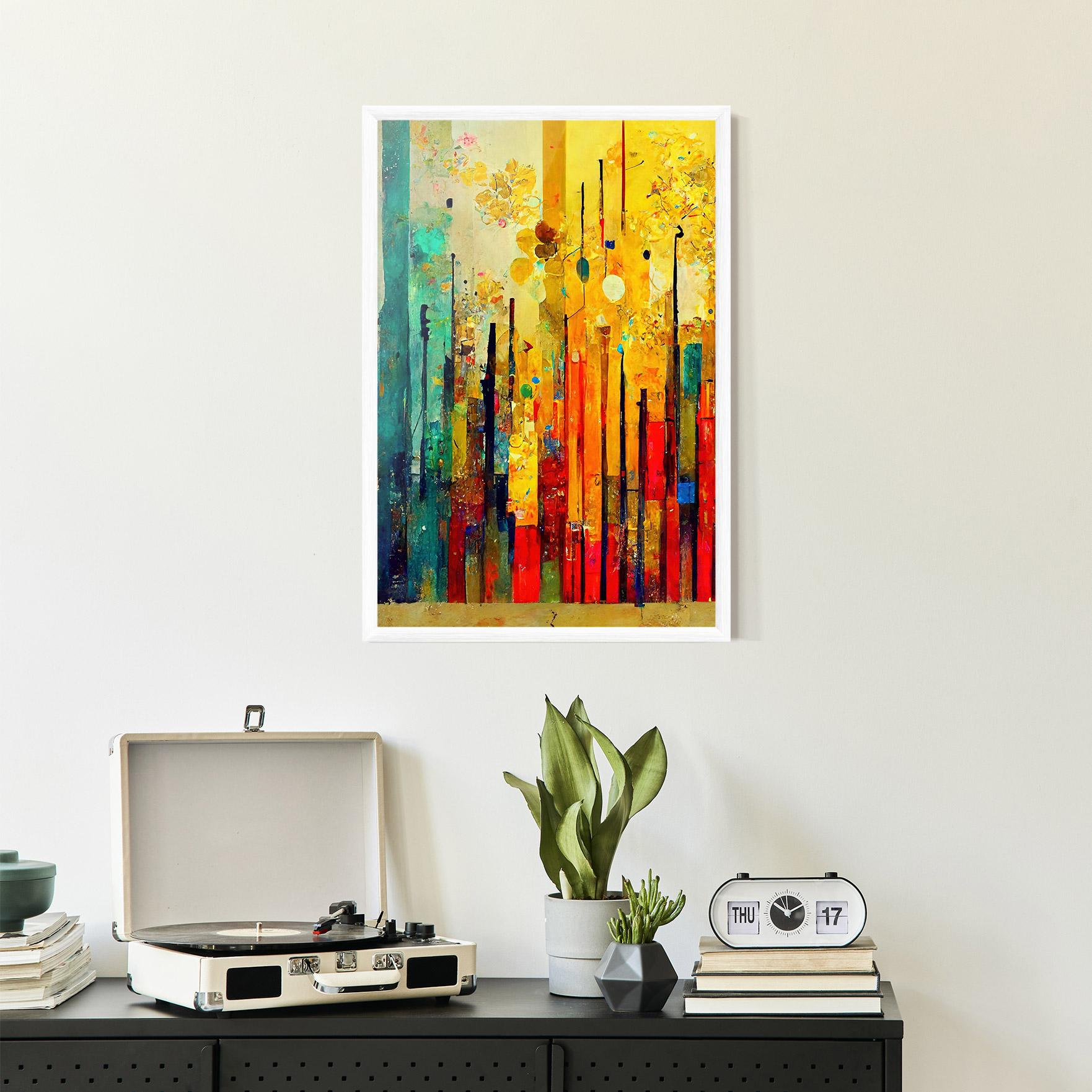 Gerahmte Poster Black Lines On Yellow Light mockup 2