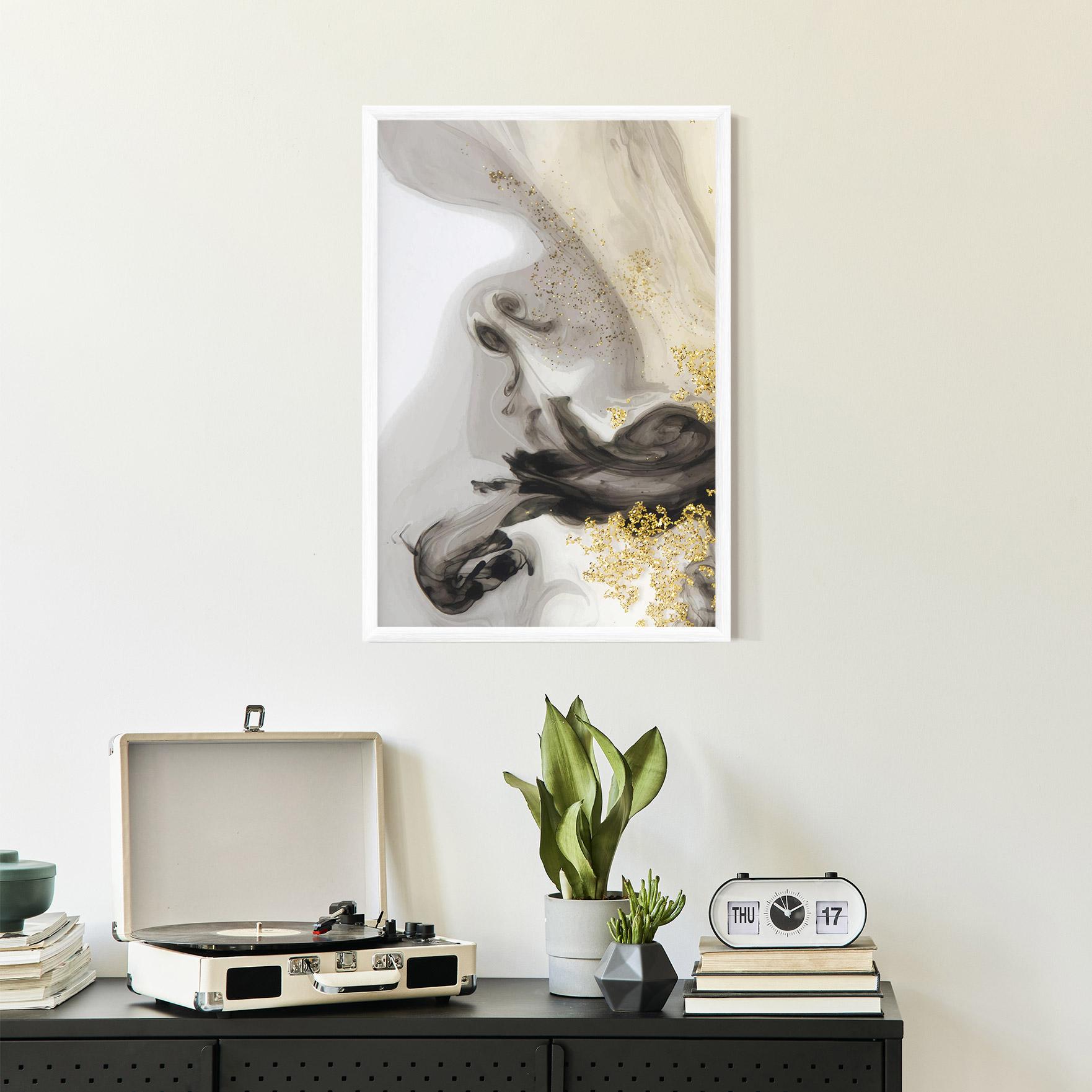 Gerahmte Poster Gold Glitter Watercolor mockup 2