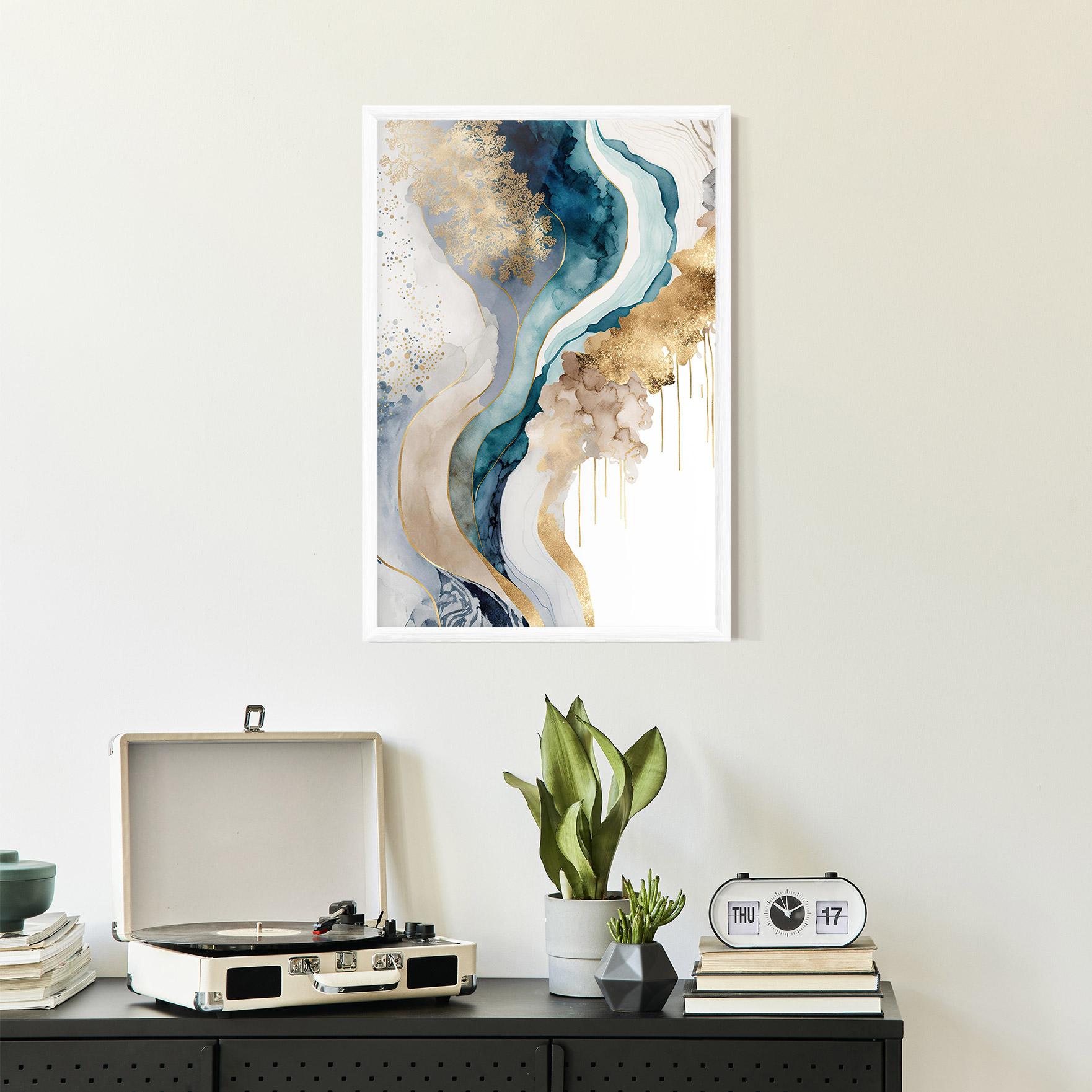 Gerahmte Poster Light Blue Waves mockup 2