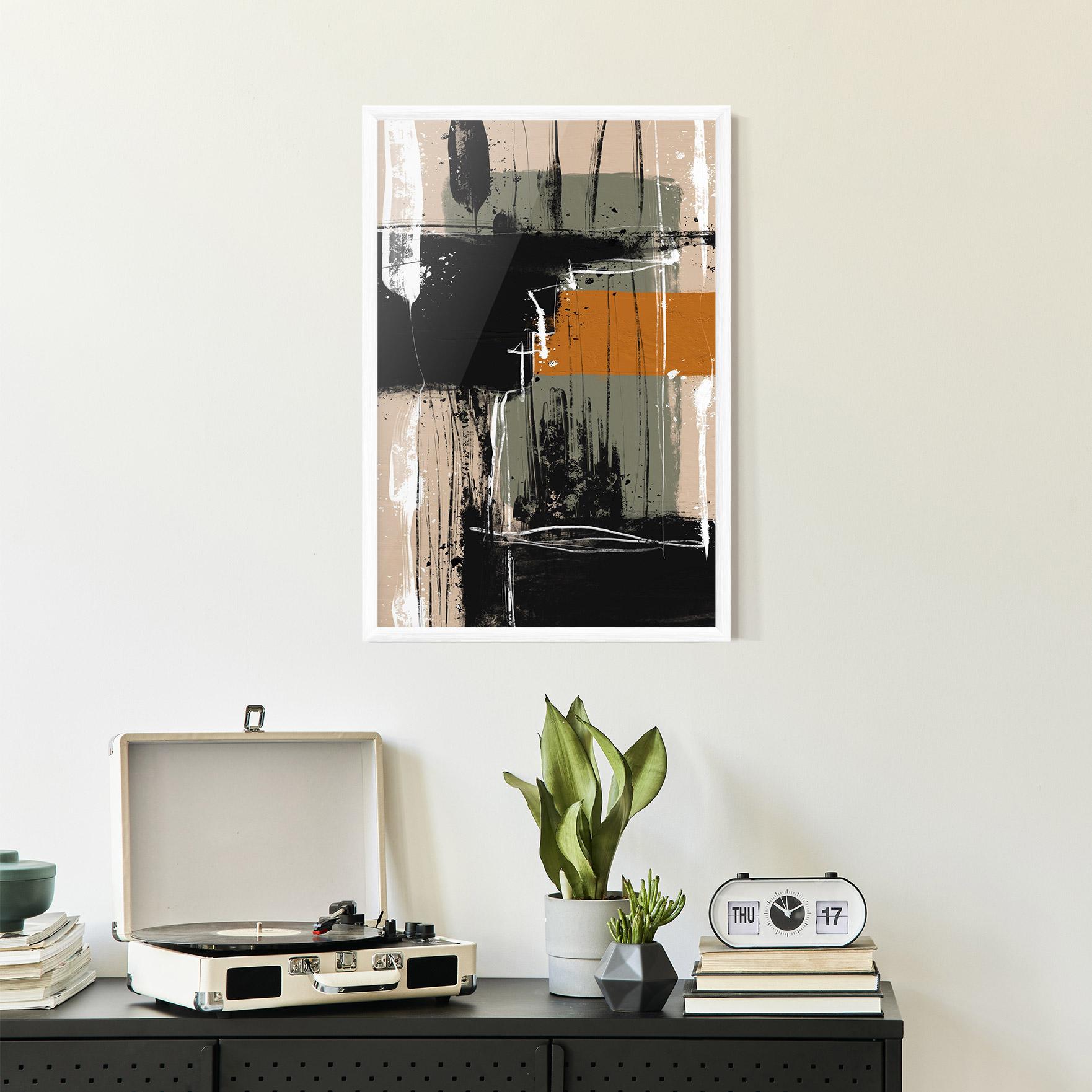 Gerahmte Poster Modern Oil Painting With White mockup 2
