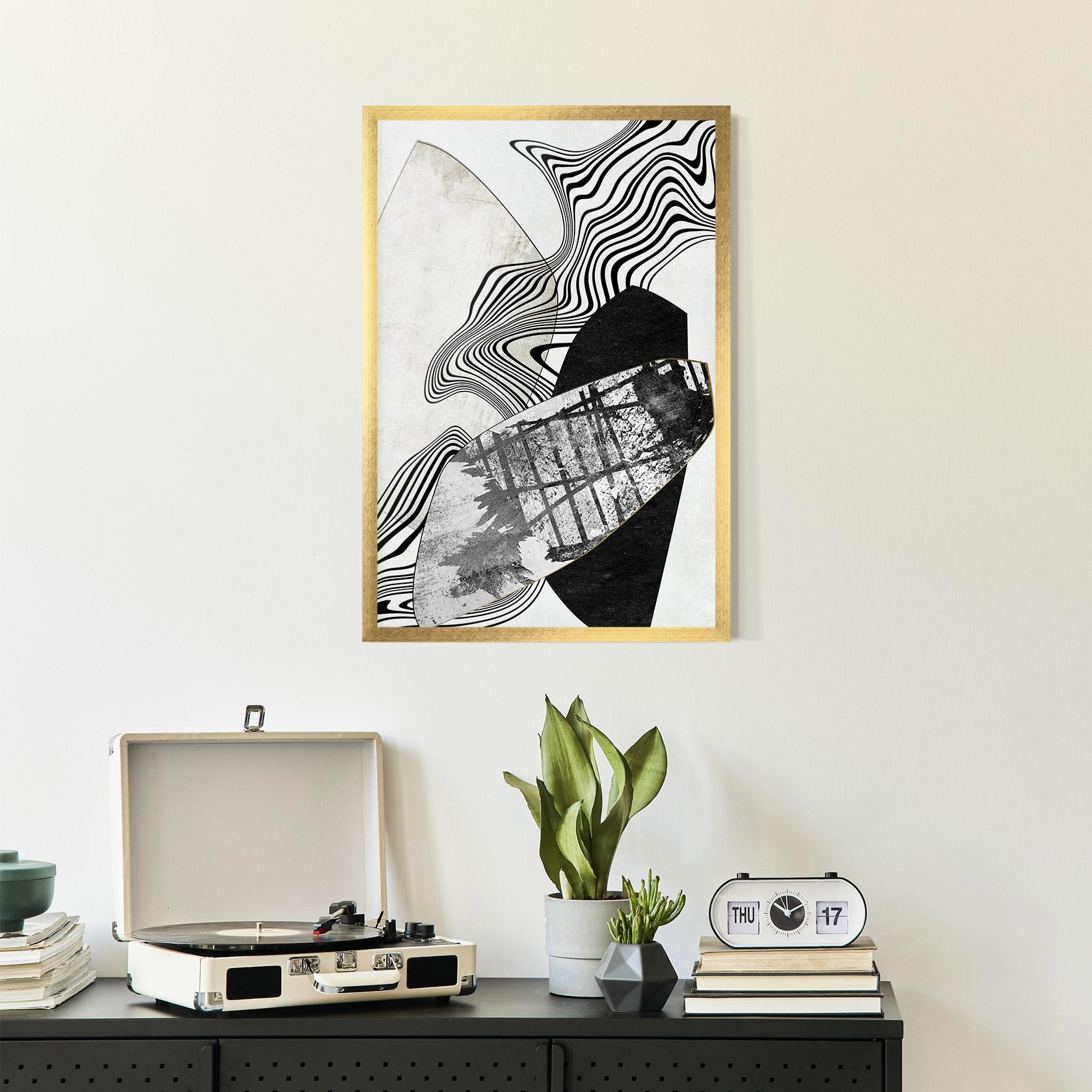 Gerahmte Poster Abstract Black Lines mockup 2