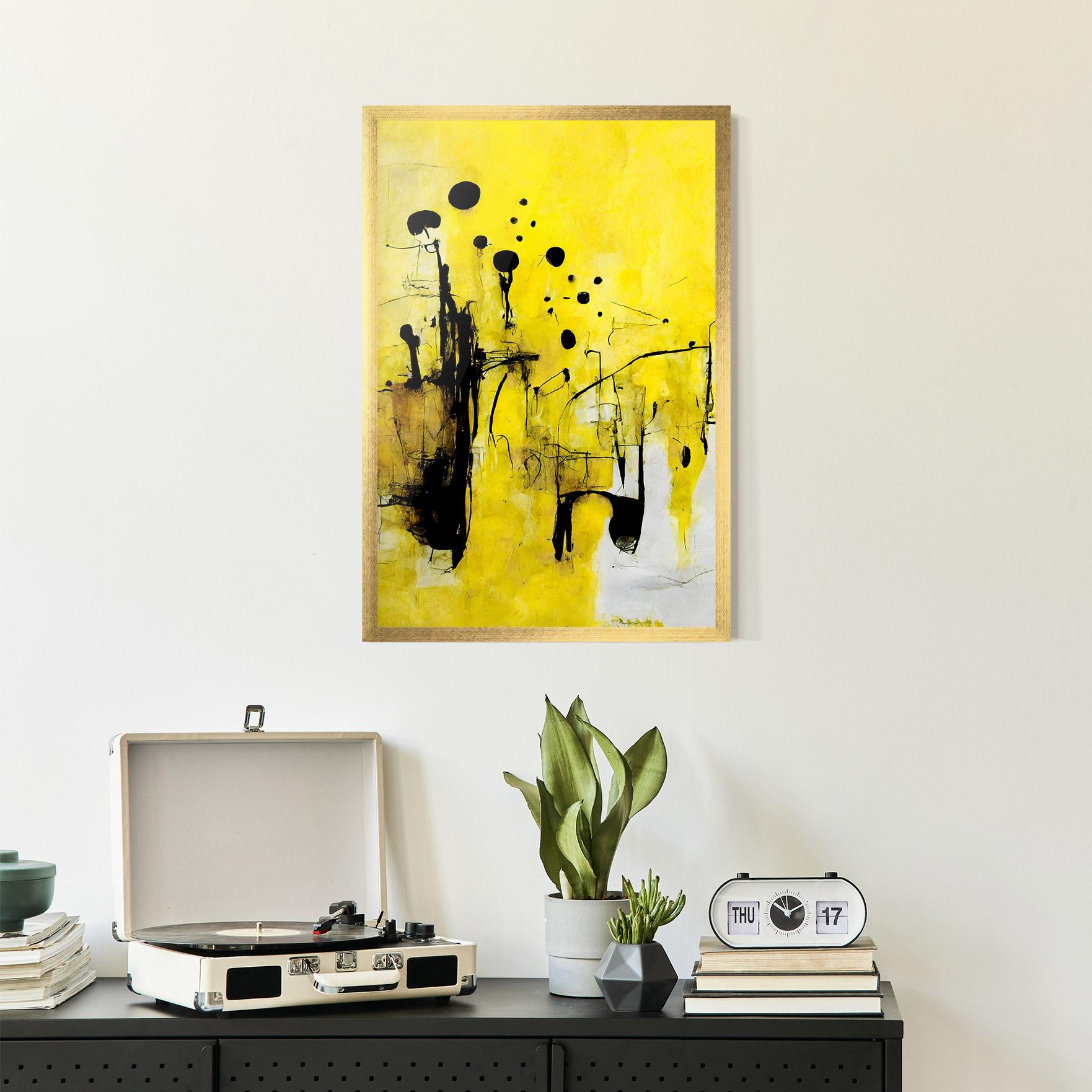 Gerahmte Poster Abstract Black Yellow mockup 2