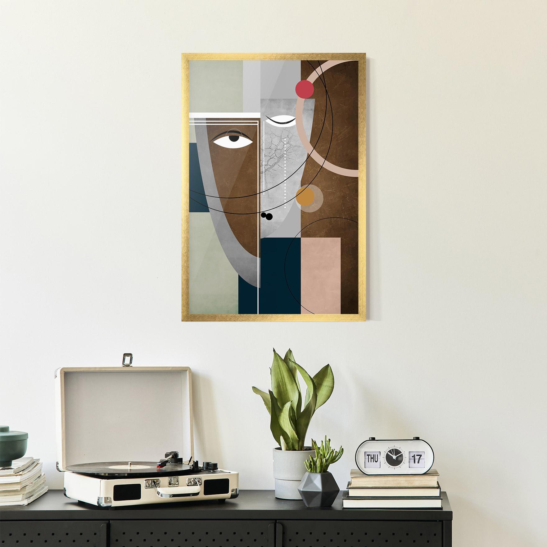 Gerahmte Poster Abstract Brown Face mockup 2