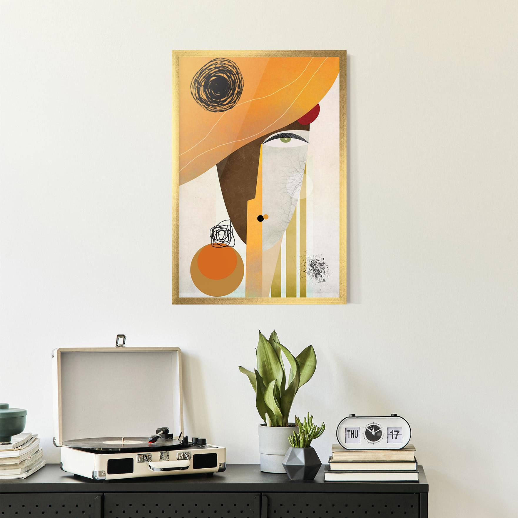 Gerahmte Poster Abstract Orange Face mockup 2