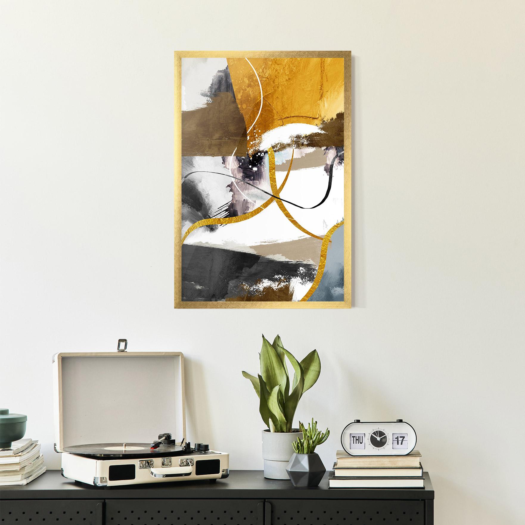 Gerahmte Poster Chaotic Golden Painting mockup 2