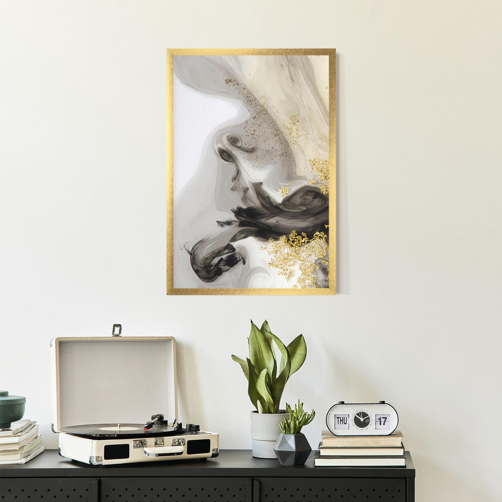 Gerahmte Poster Gold Glitter Watercolor mockup 2