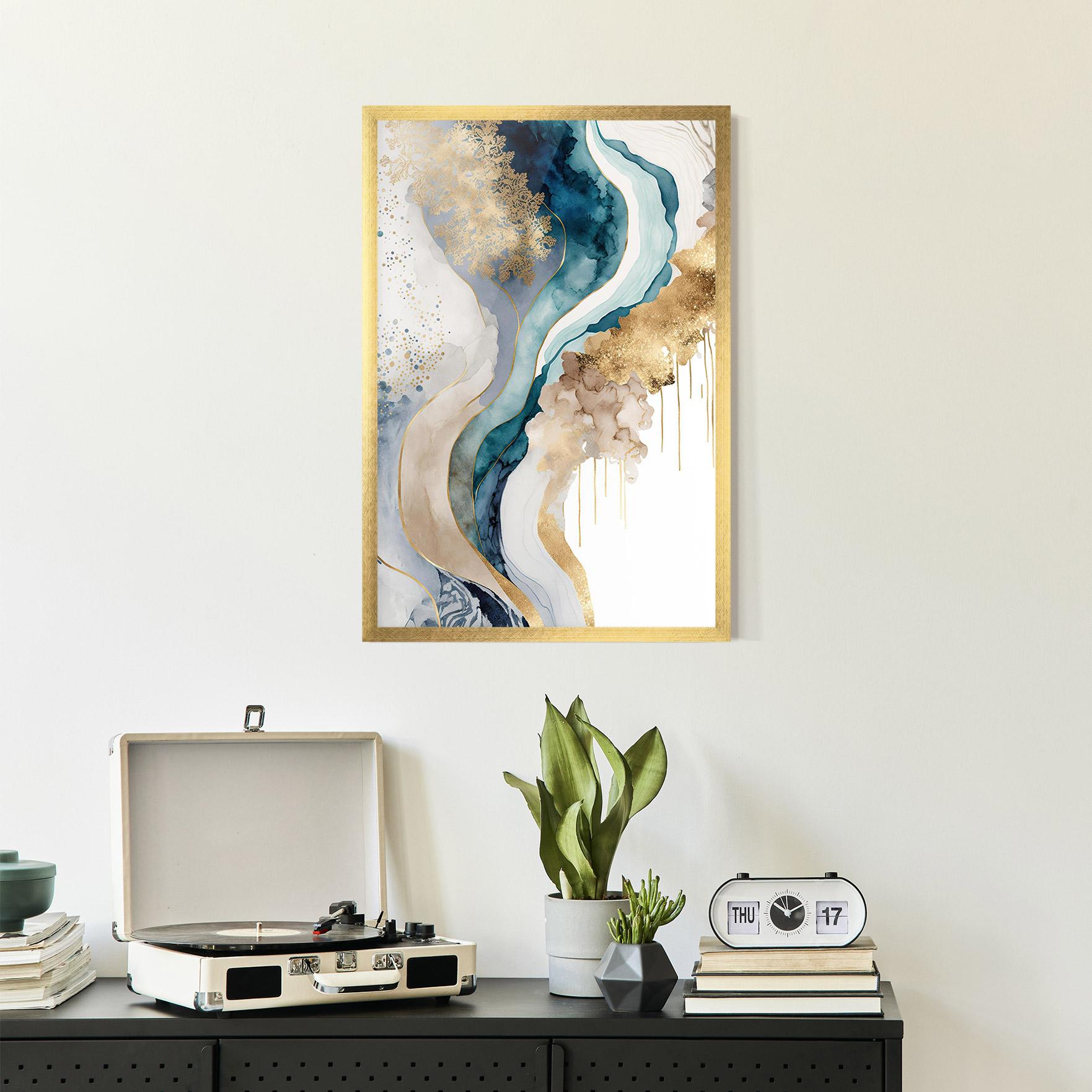 Gerahmte Poster Light Blue Waves mockup 2