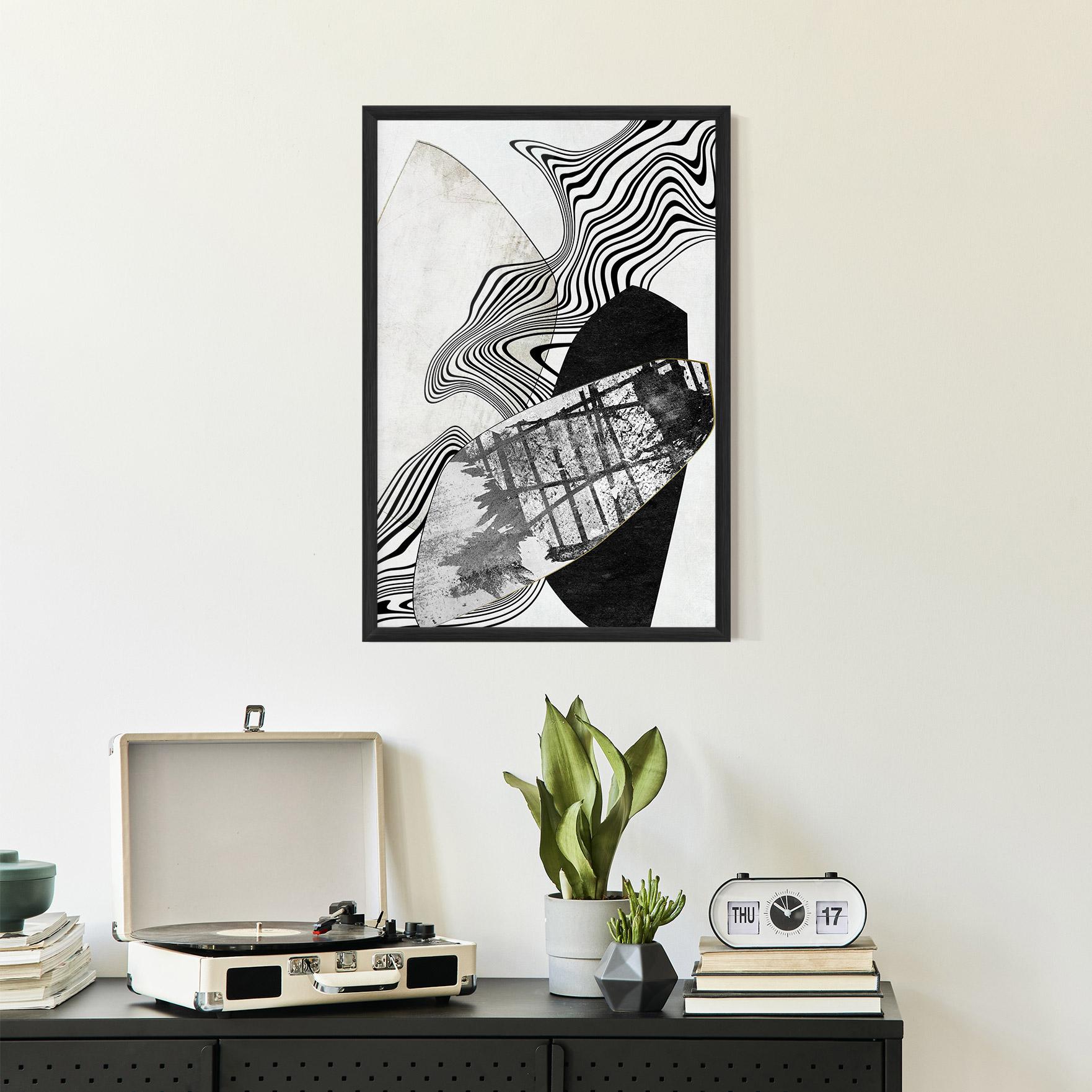 Gerahmte Poster Abstract Black Lines mockup 2