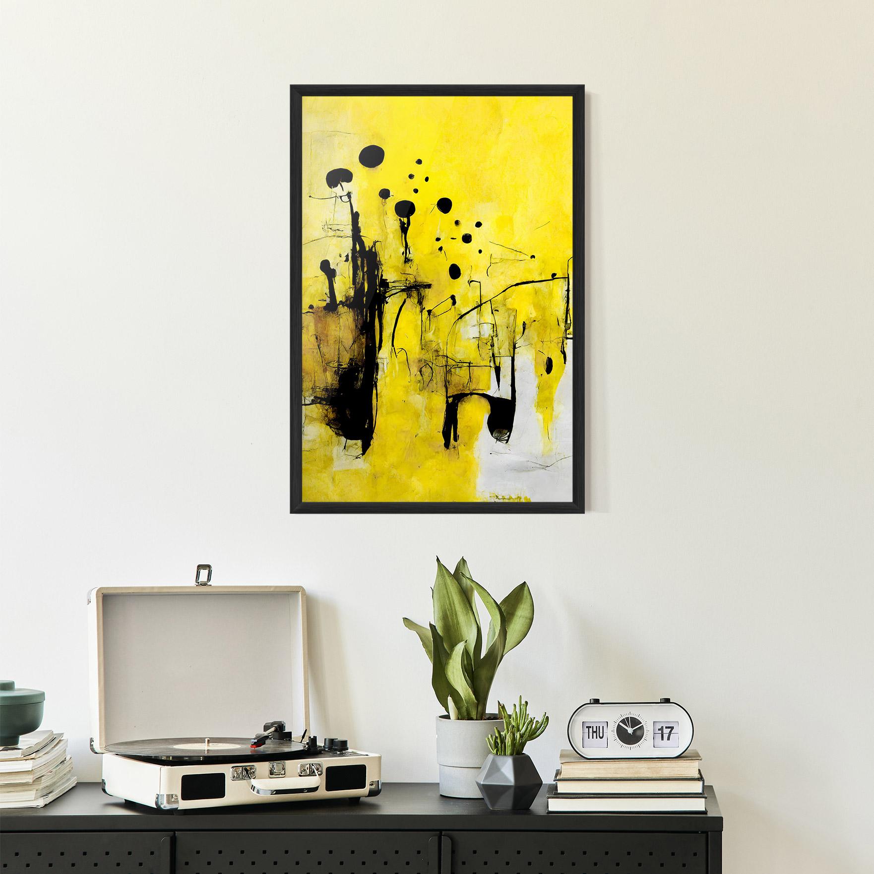 Gerahmte Poster Abstract Black Yellow mockup 2