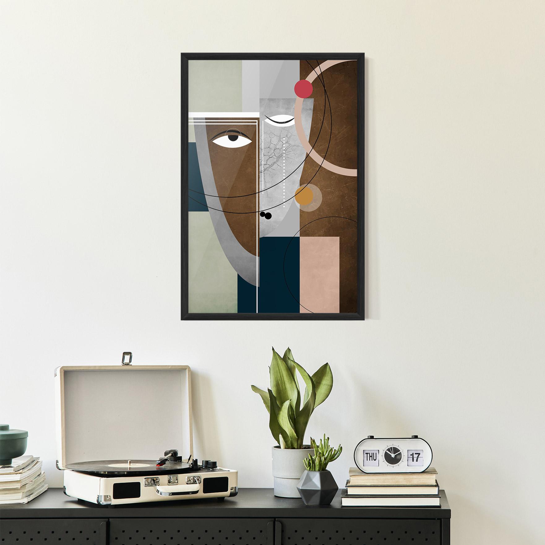 Gerahmte Poster Abstract Brown Face mockup 2