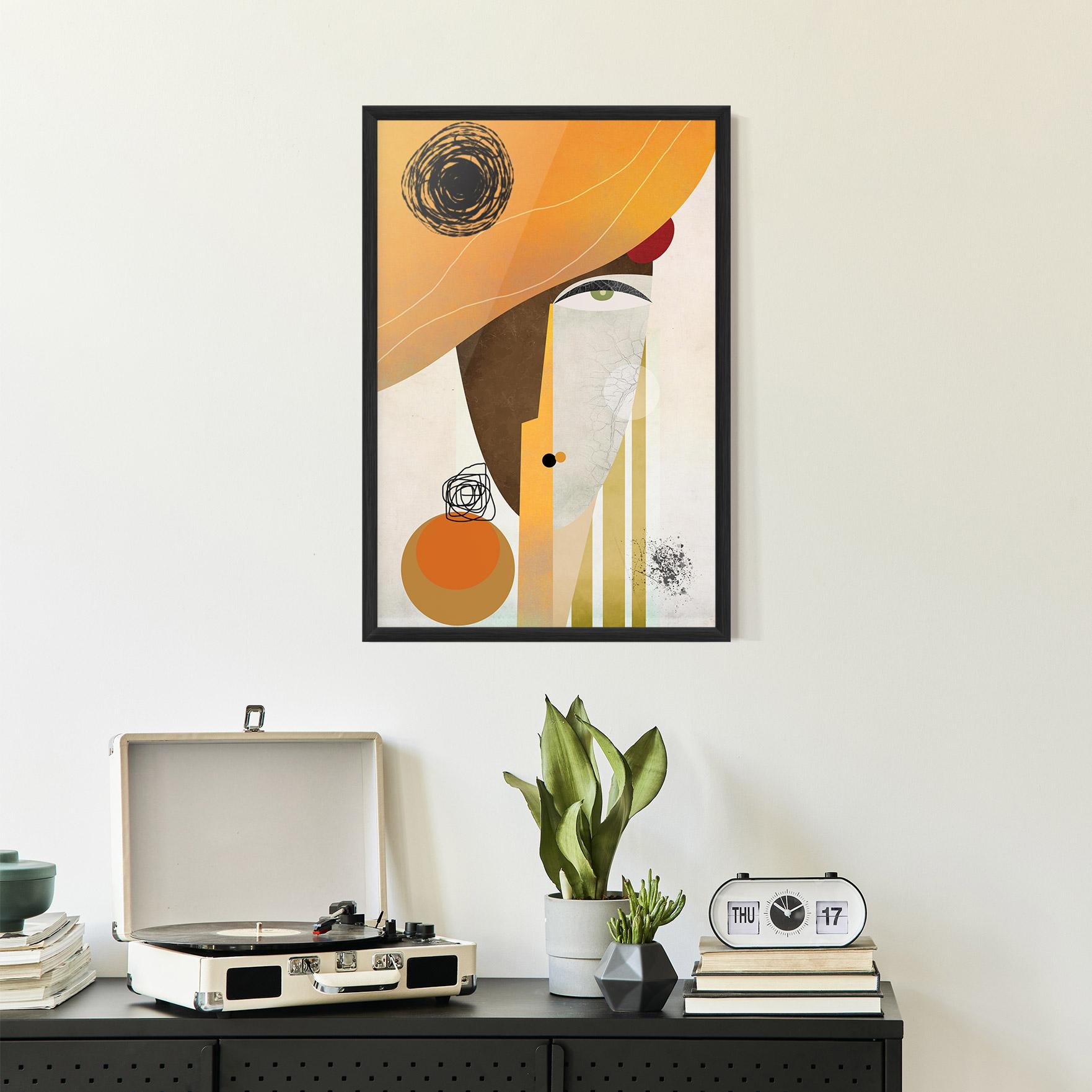 Gerahmte Poster Abstract Orange Face mockup 2