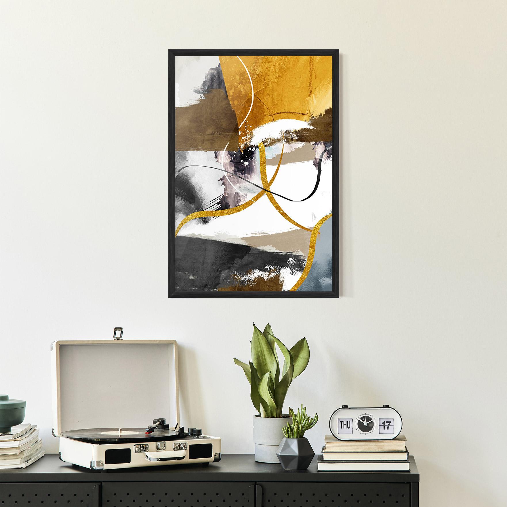 Gerahmte Poster Chaotic Golden Painting mockup 2
