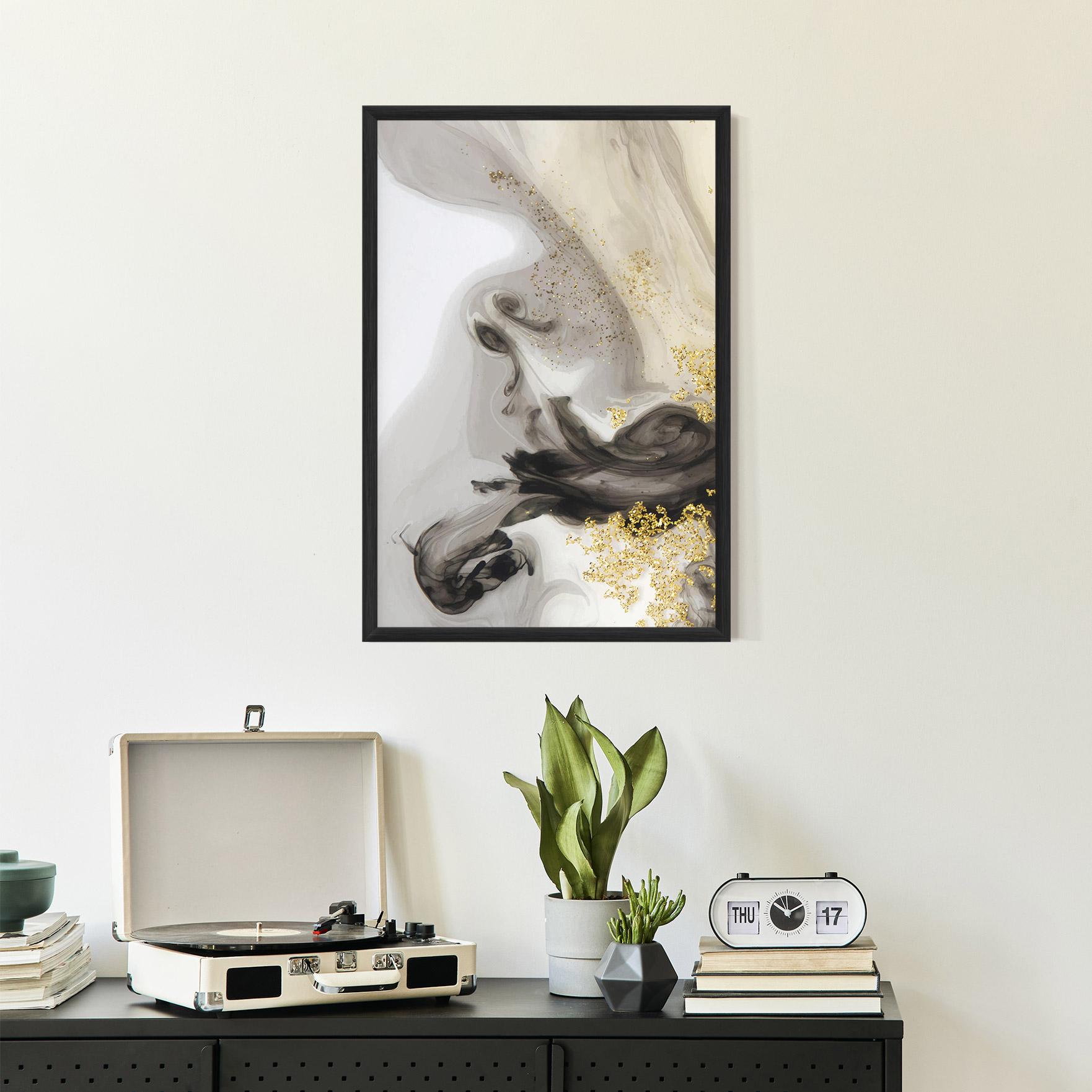 Gerahmte Poster Gold Glitter Watercolor mockup 2