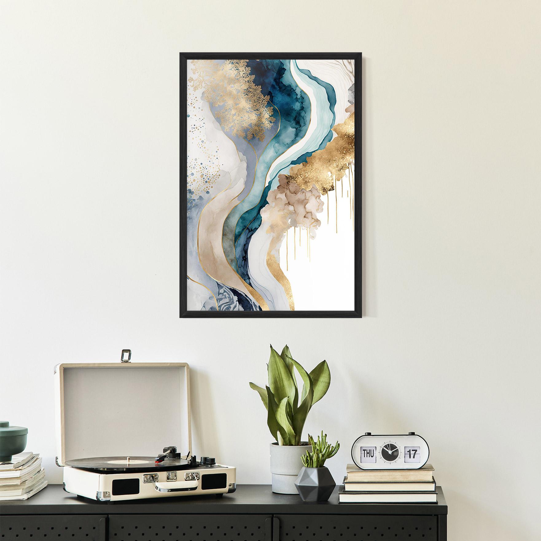 Gerahmte Poster Light Blue Waves mockup 2