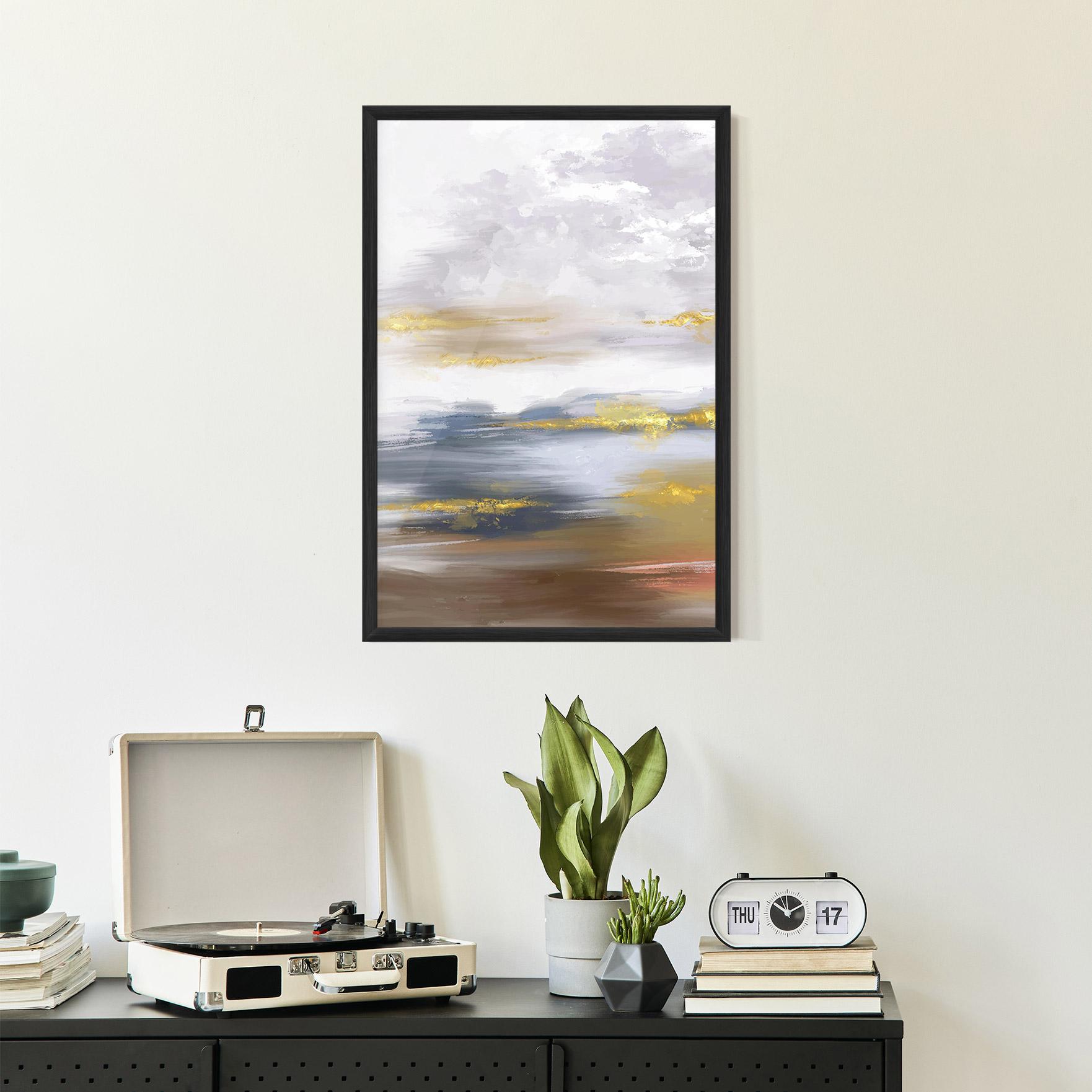 Gerahmte Poster Messy Gold Art mockup 2