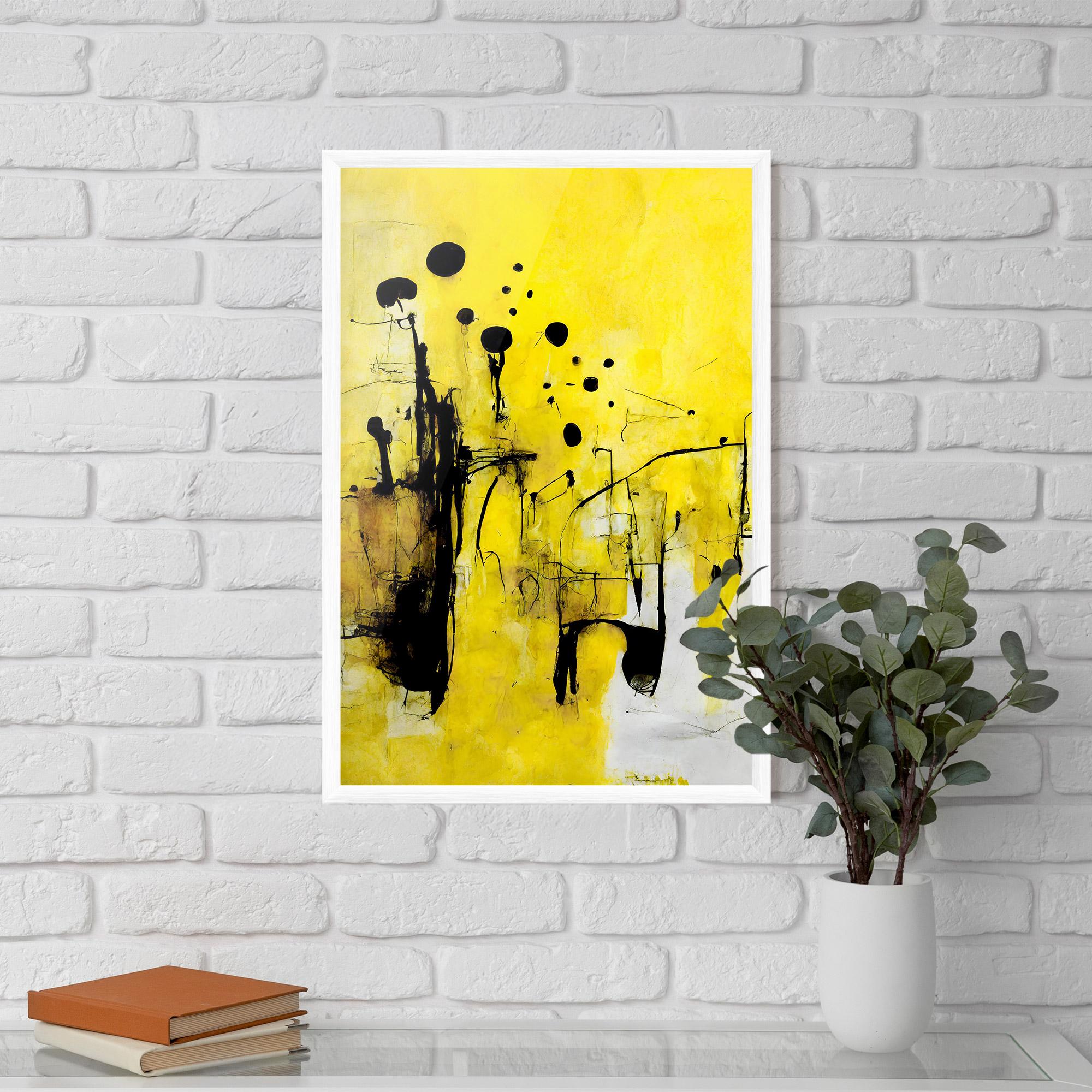 Gerahmte Poster Abstract Black Yellow mockup 5