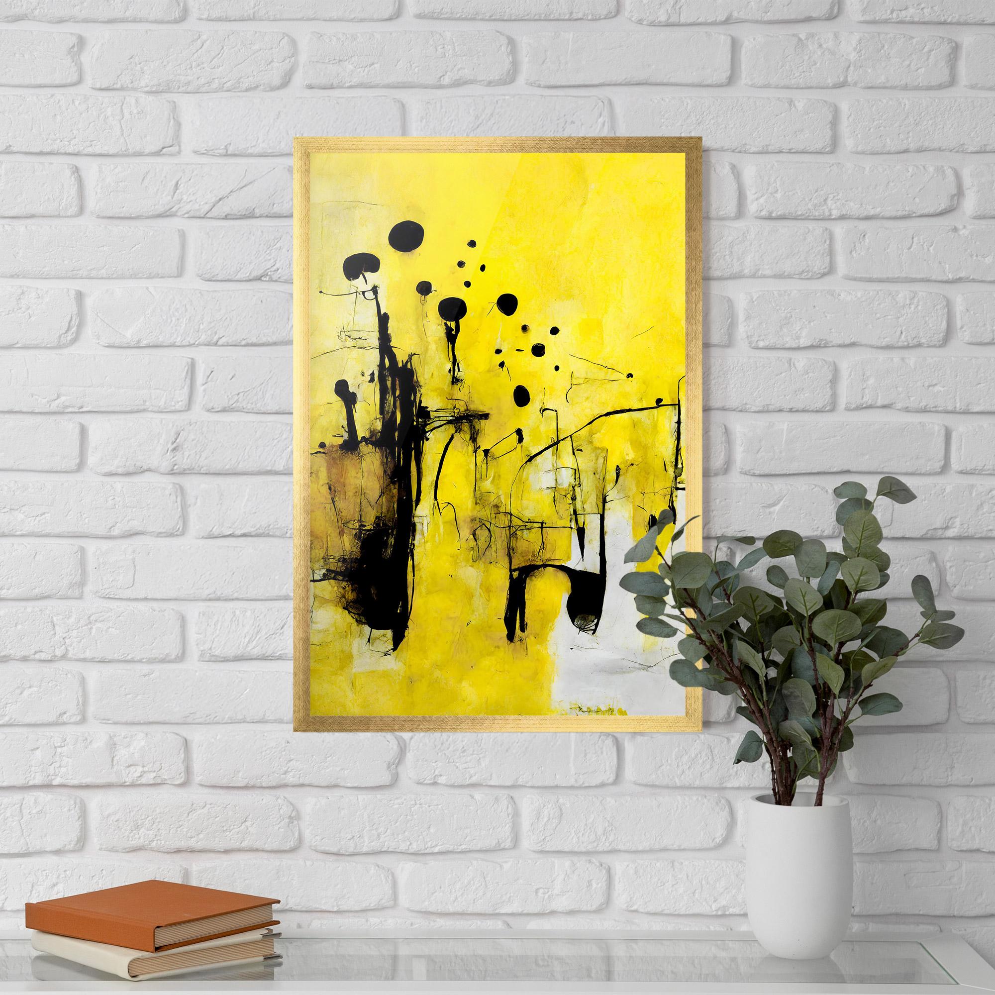 Gerahmte Poster Abstract Black Yellow mockup 5