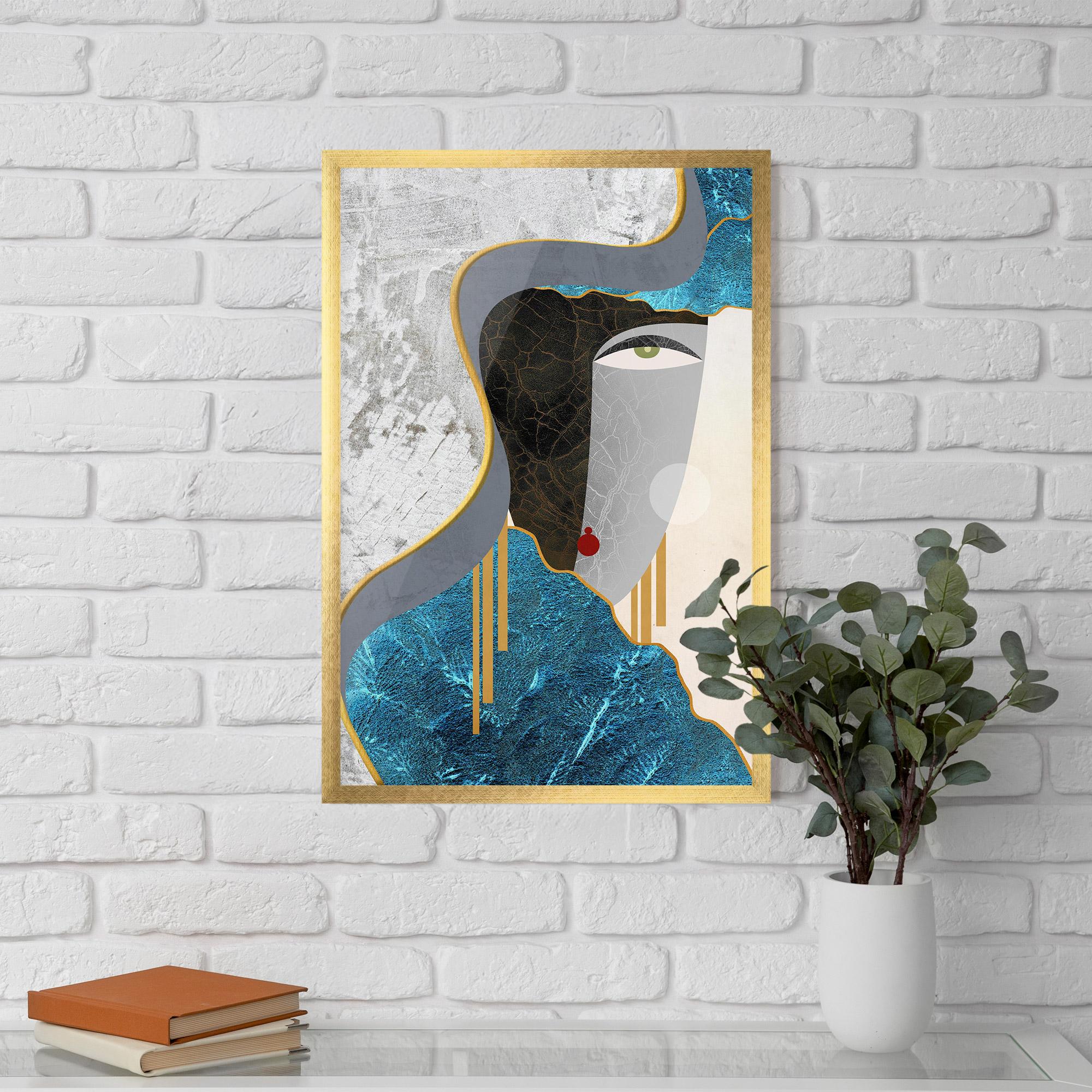 Gerahmte Poster Abstract Blue Face mockup 5