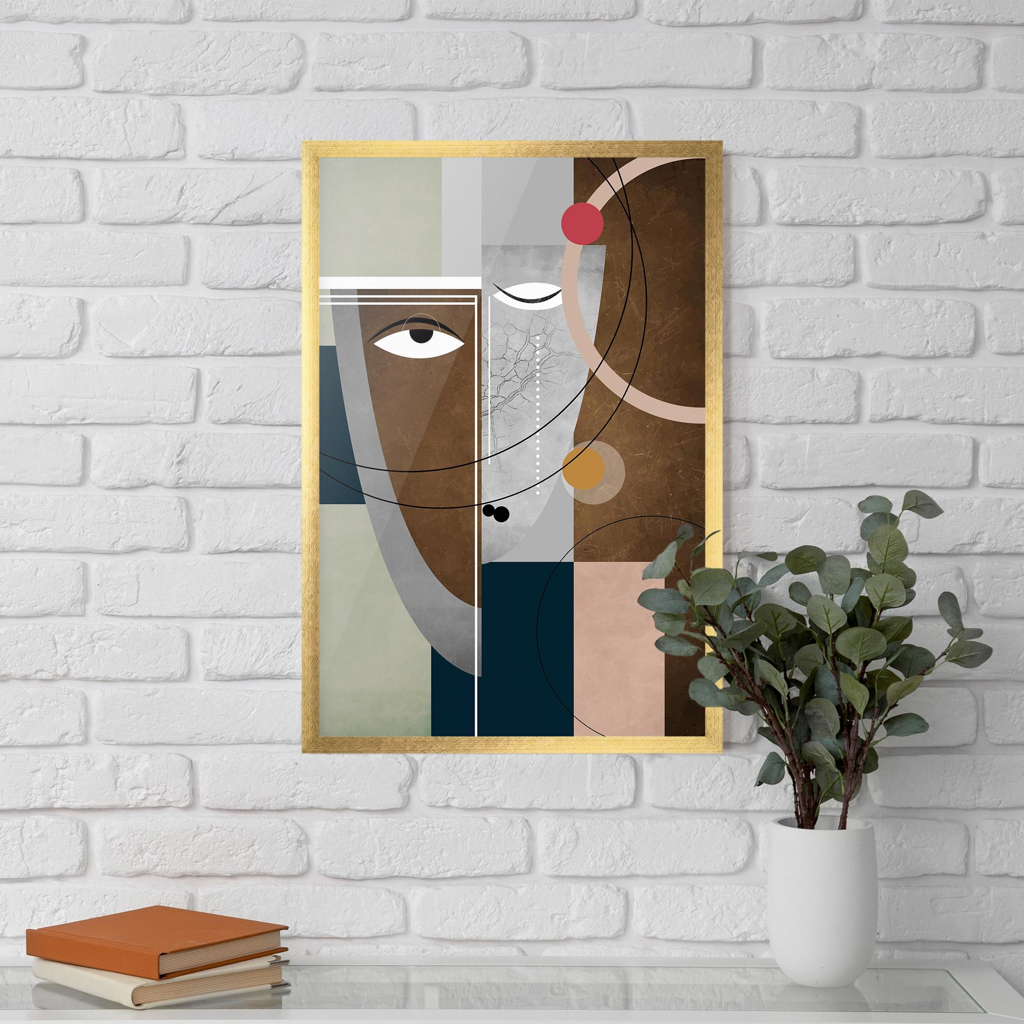 Gerahmte Poster Abstract Brown Face mockup 5