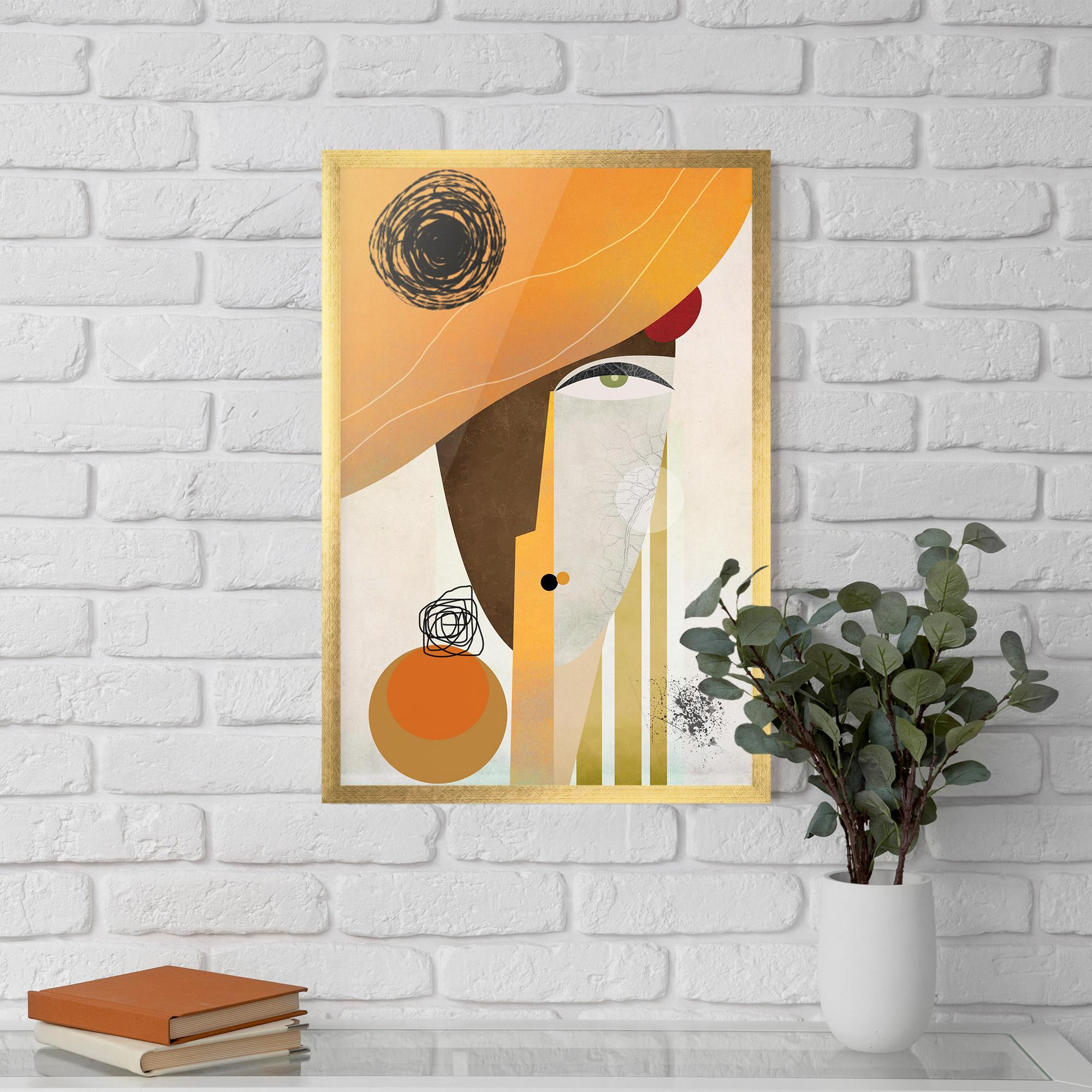 Gerahmte Poster Abstract Orange Face mockup 5