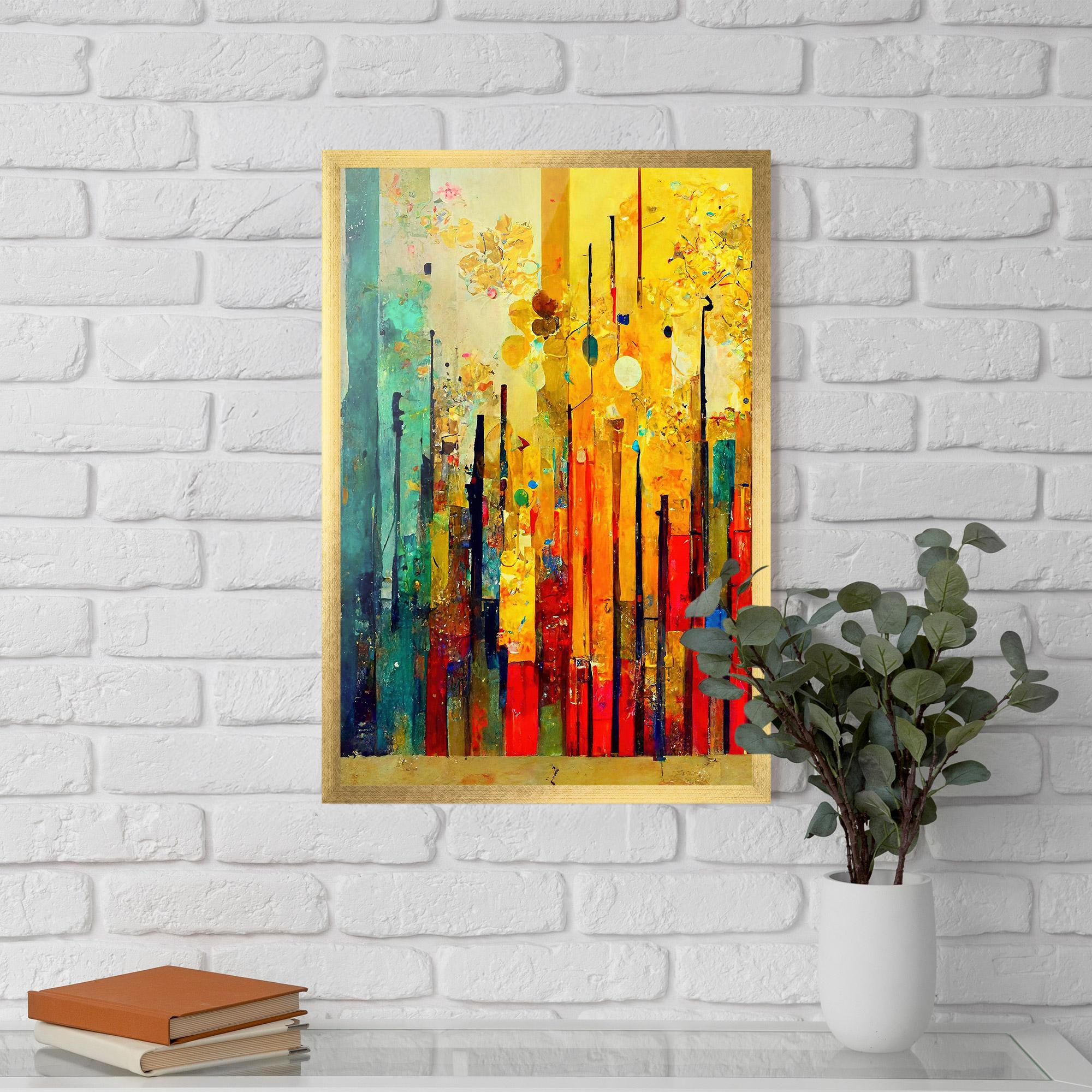 Gerahmte Poster Black Lines On Yellow Light mockup 5