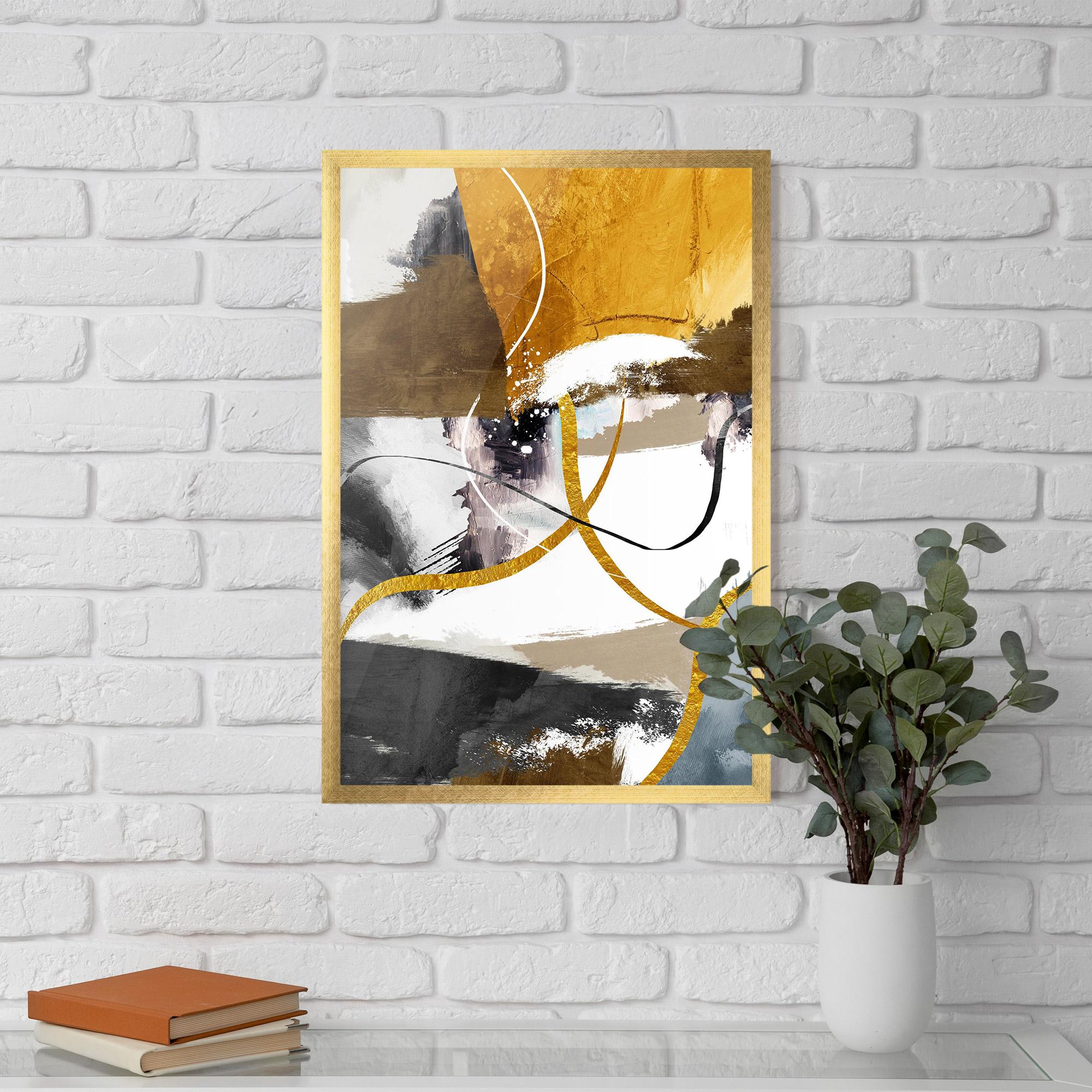 Gerahmte Poster Chaotic Golden Painting mockup 5