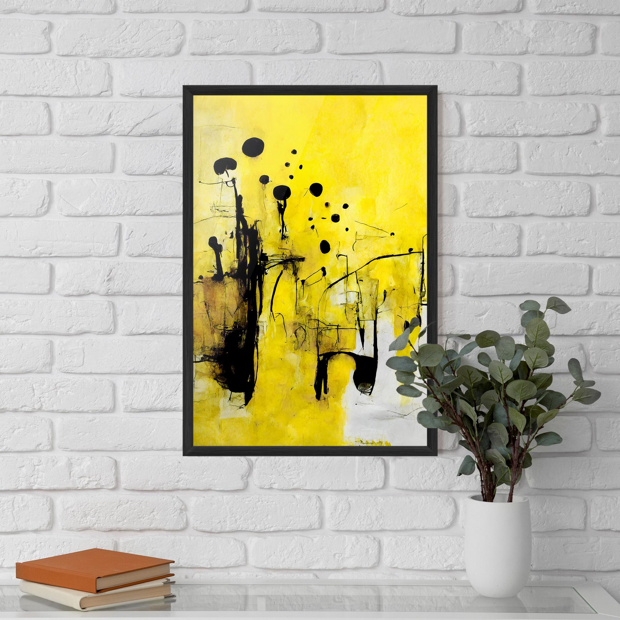 Gerahmte Poster Abstract Black Yellow mockup 5
