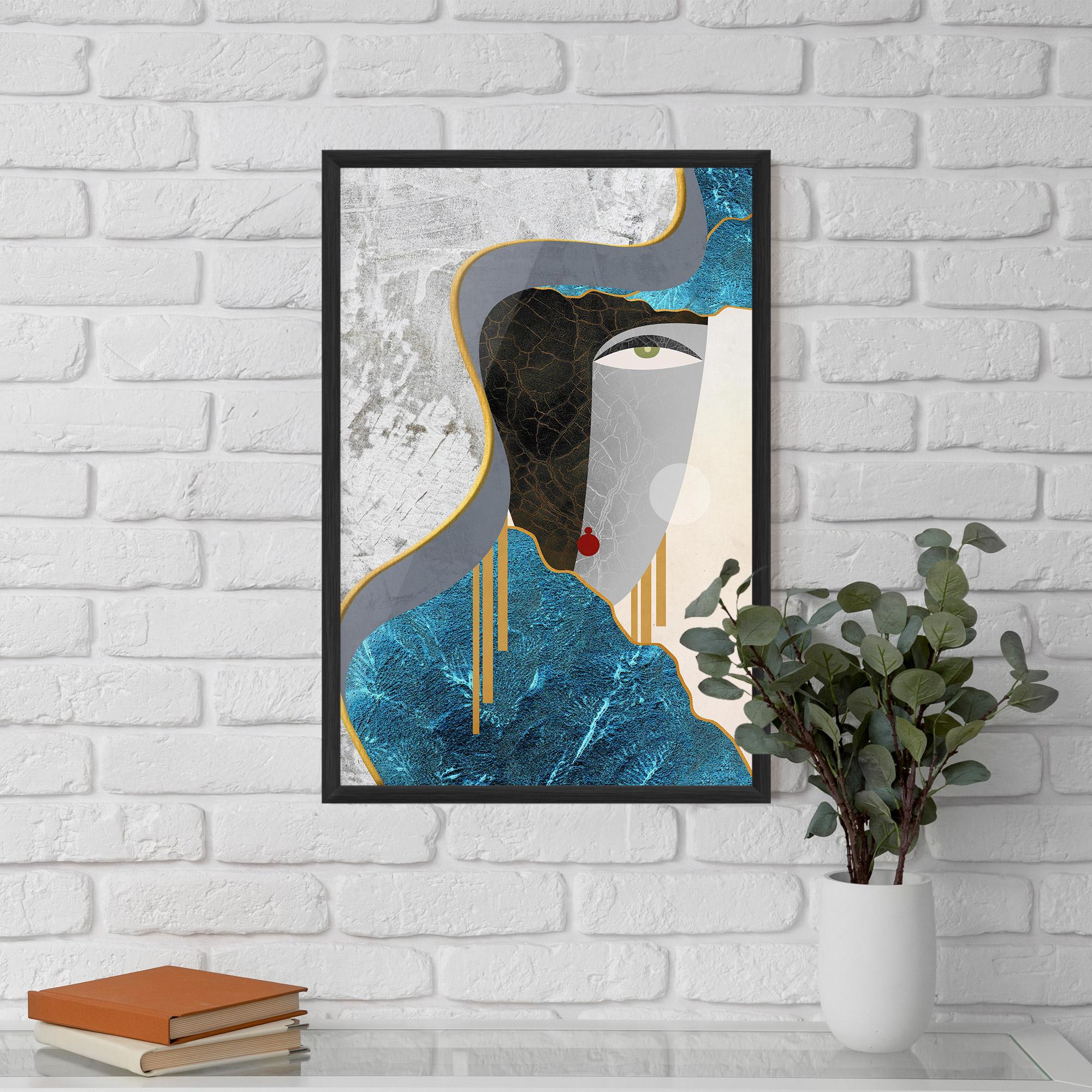 Gerahmte Poster Abstract Blue Face mockup 5