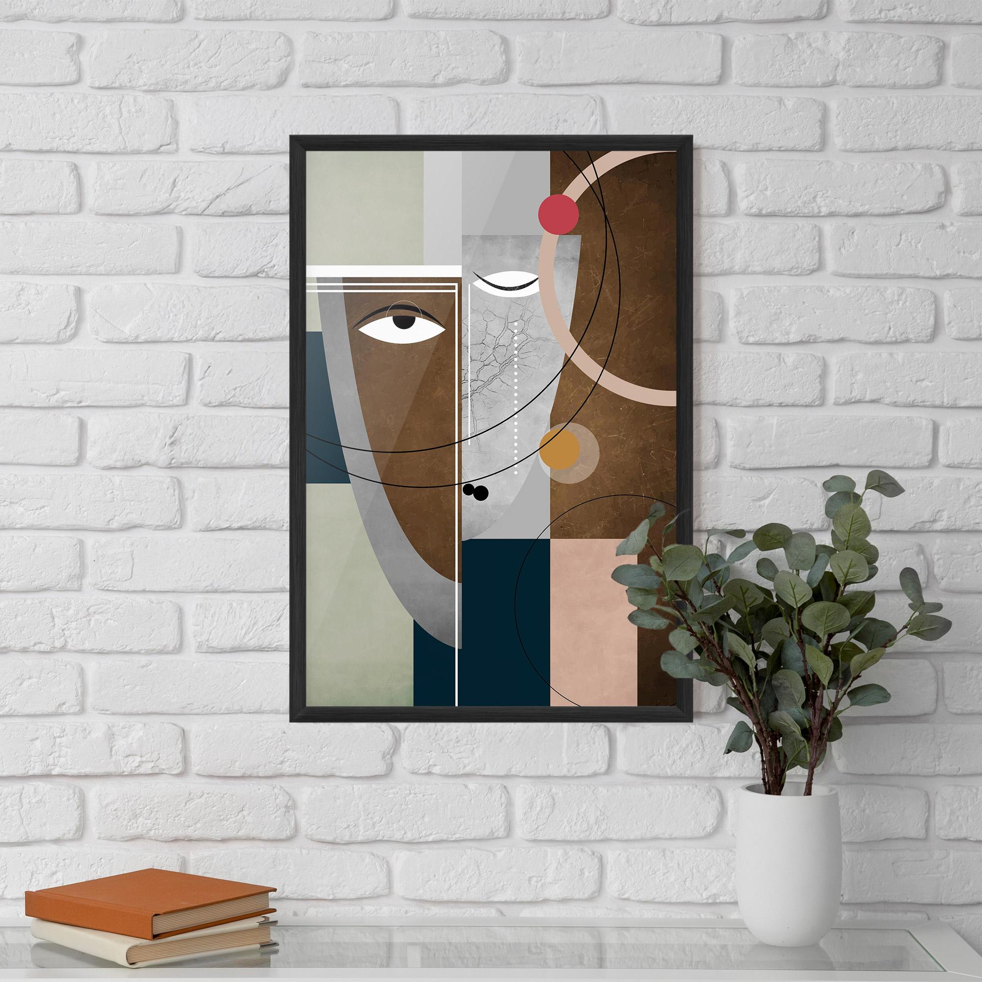 Gerahmte Poster Abstract Brown Face mockup 5