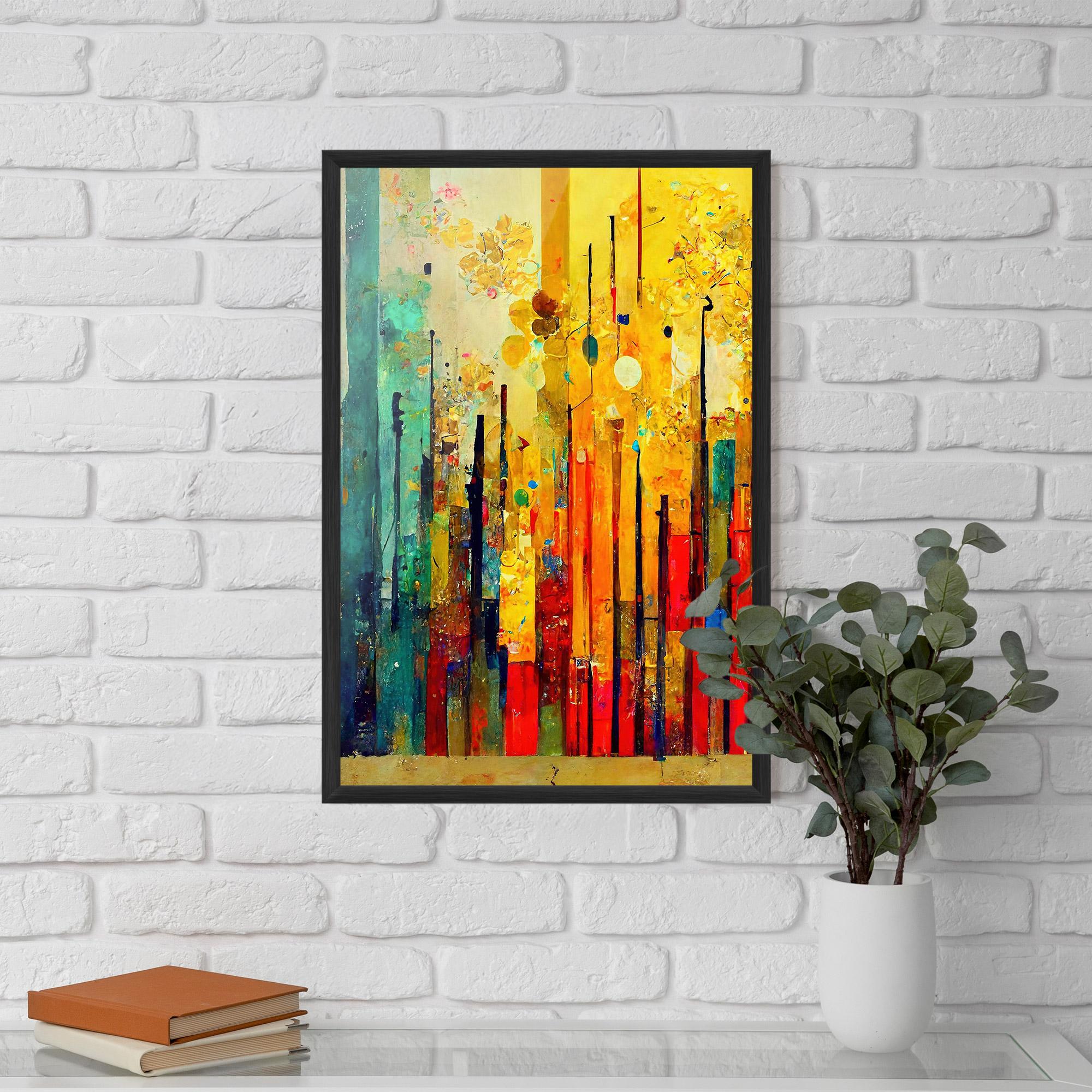 Gerahmte Poster Black Lines On Yellow Light mockup 5