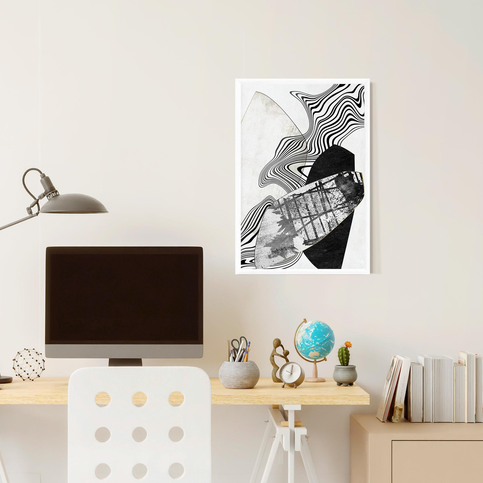 Gerahmte Poster Abstract Black Lines mockup 6