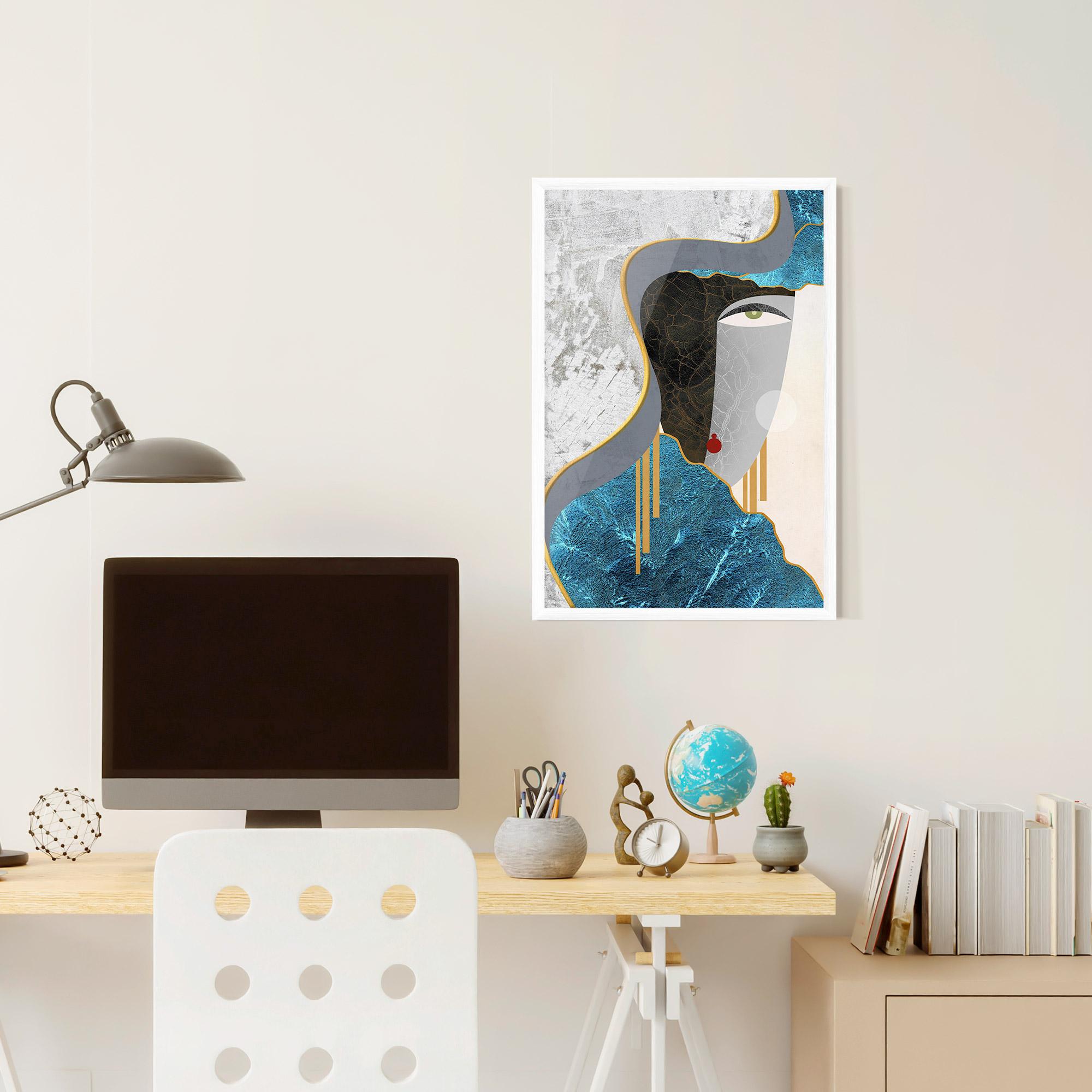 Gerahmte Poster Abstract Blue Face mockup 6