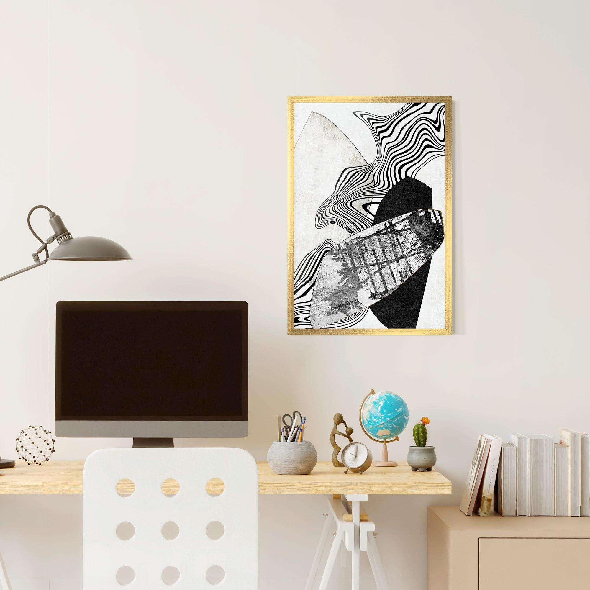 Gerahmte Poster Abstract Black Lines mockup 6