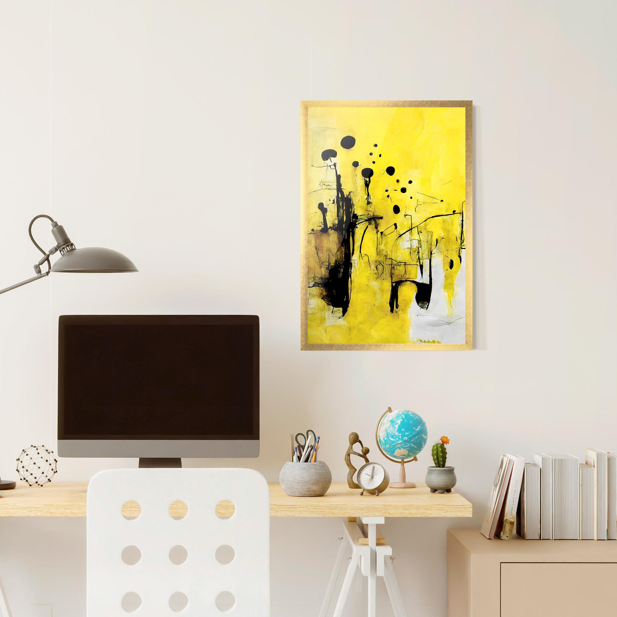 Gerahmte Poster Abstract Black Yellow mockup 6