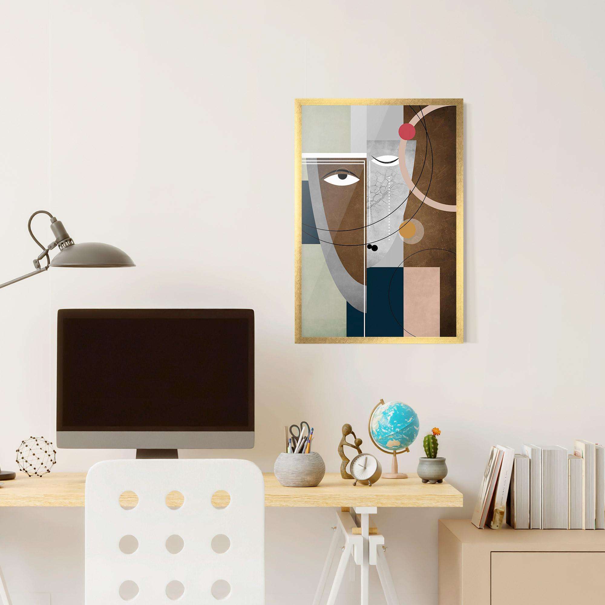 Gerahmte Poster Abstract Brown Face mockup 6