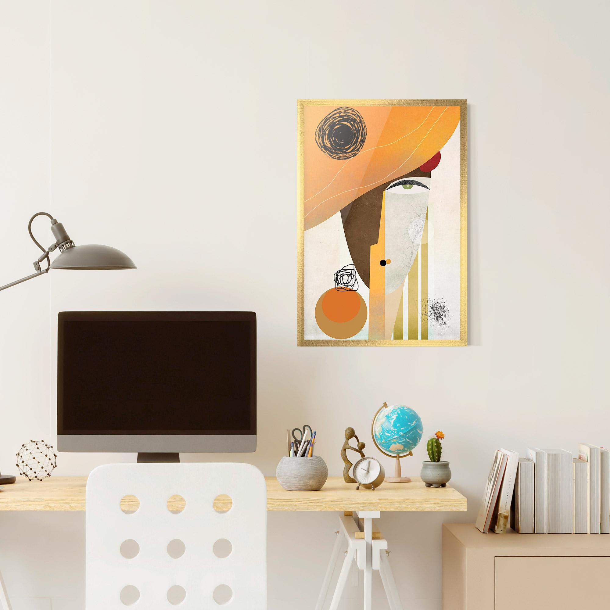 Gerahmte Poster Abstract Orange Face mockup 6