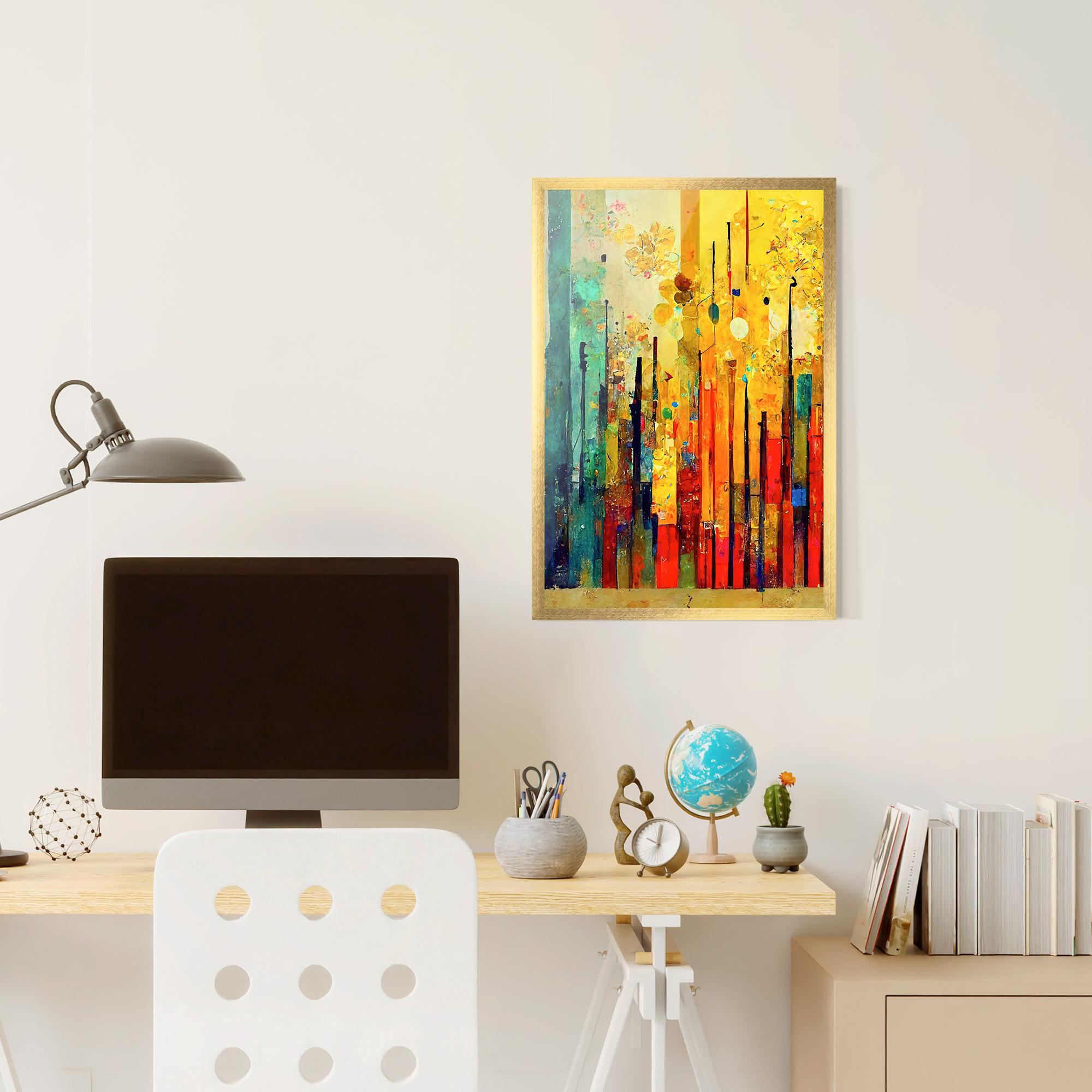 Gerahmte Poster Black Lines On Yellow Light mockup 6