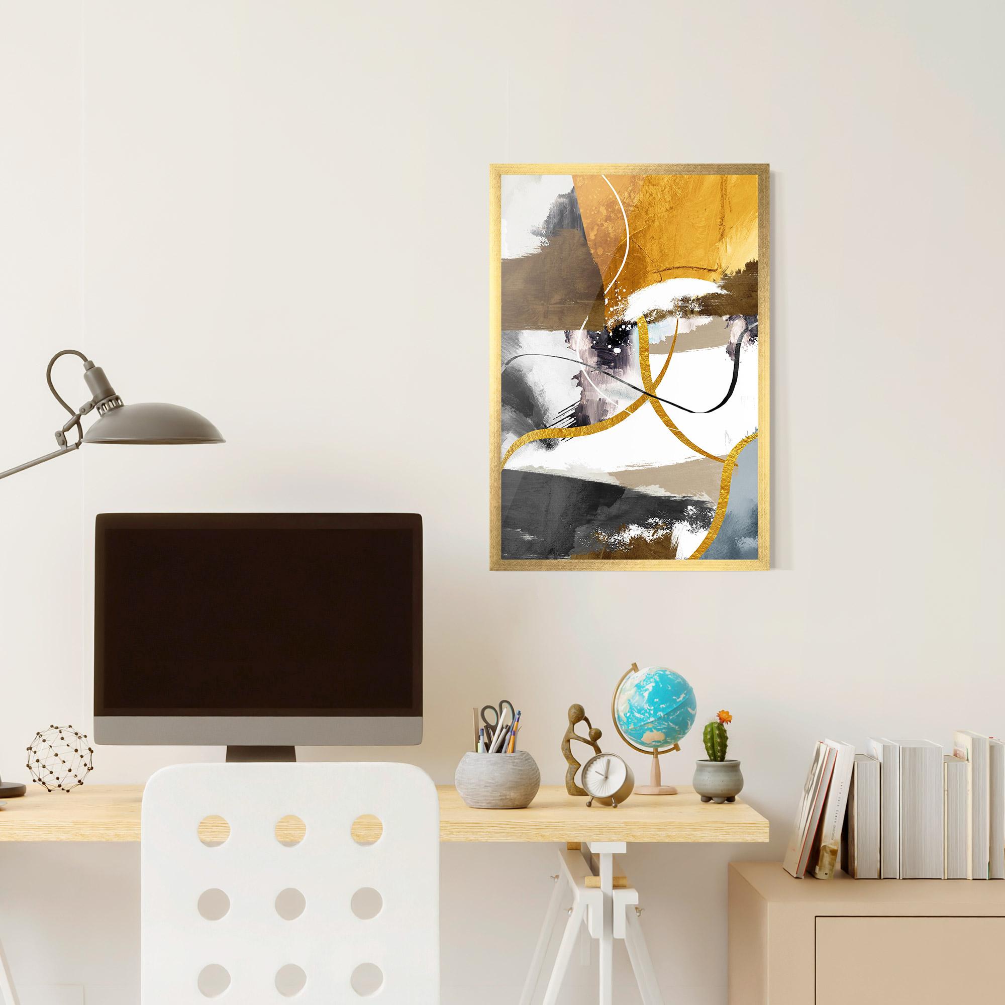 Gerahmte Poster Chaotic Golden Painting mockup 6