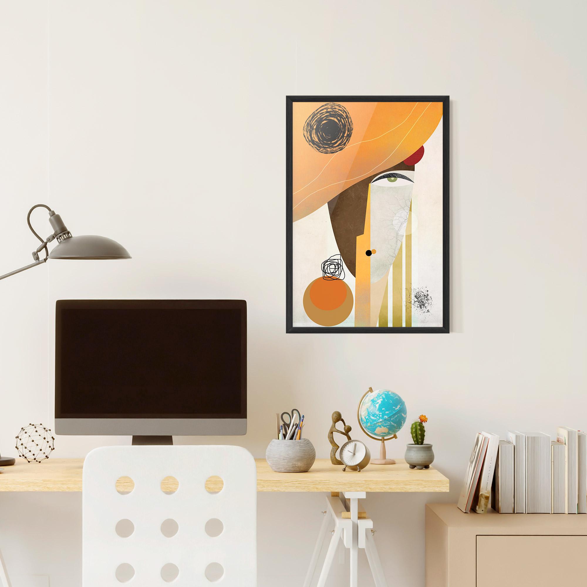 Gerahmte Poster Abstract Orange Face mockup 6