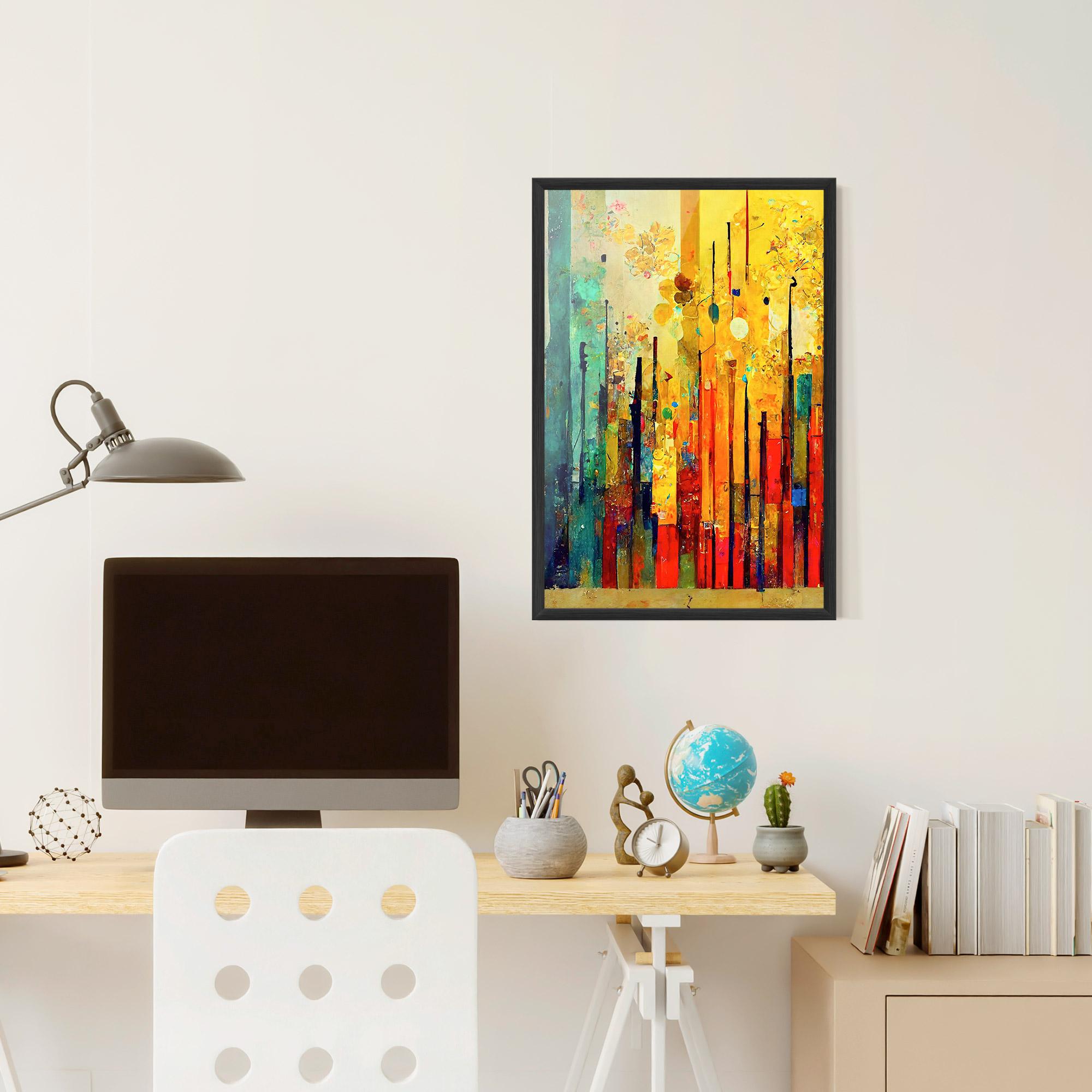 Gerahmte Poster Black Lines On Yellow Light mockup 6