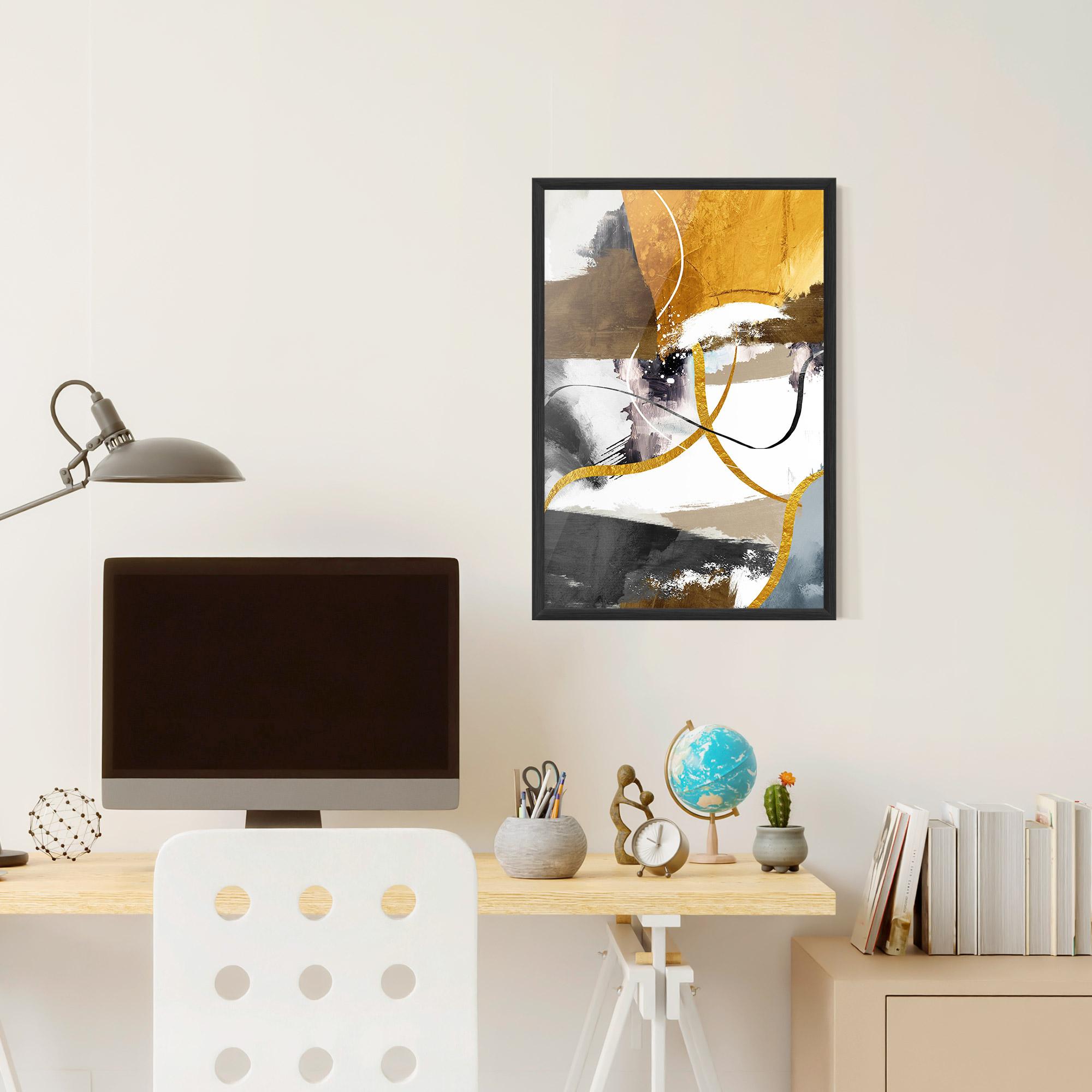 Gerahmte Poster Chaotic Golden Painting mockup 6