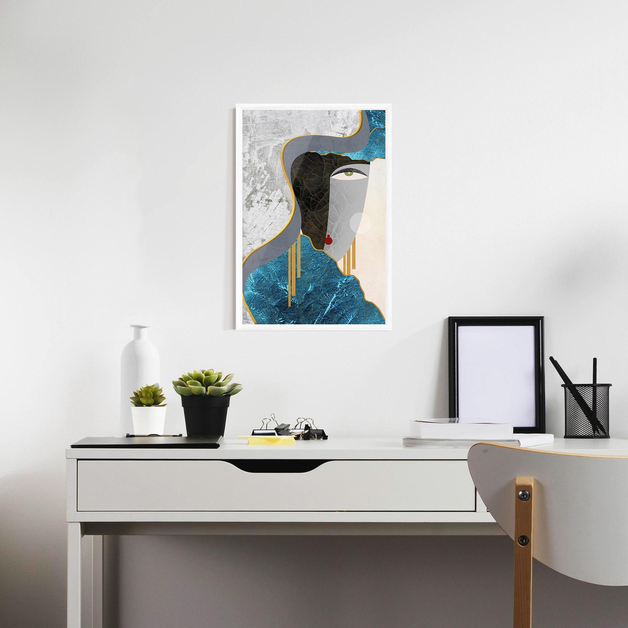 Gerahmte Poster Abstract Blue Face mockup 7