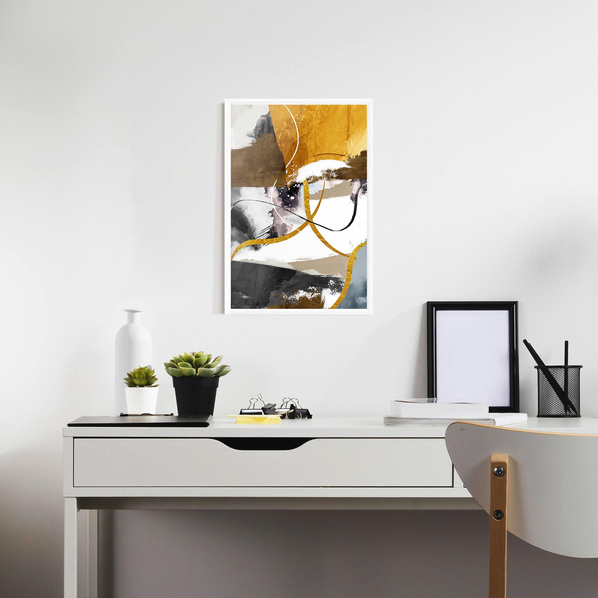 Gerahmte Poster Chaotic Golden Painting mockup 7