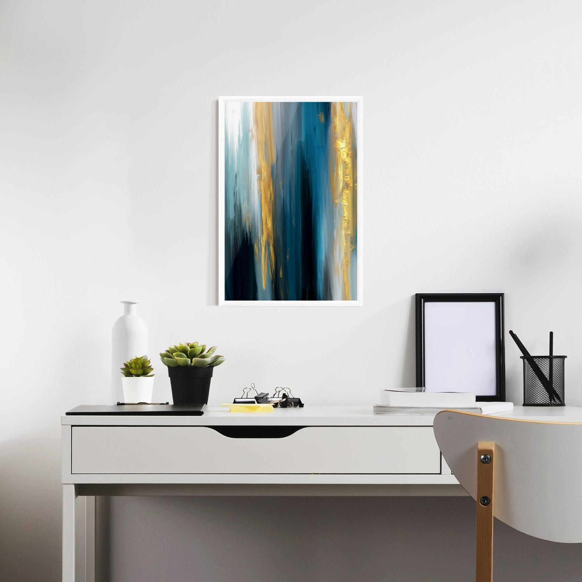 Gerahmte Poster Golden Black Blue Art mockup 7